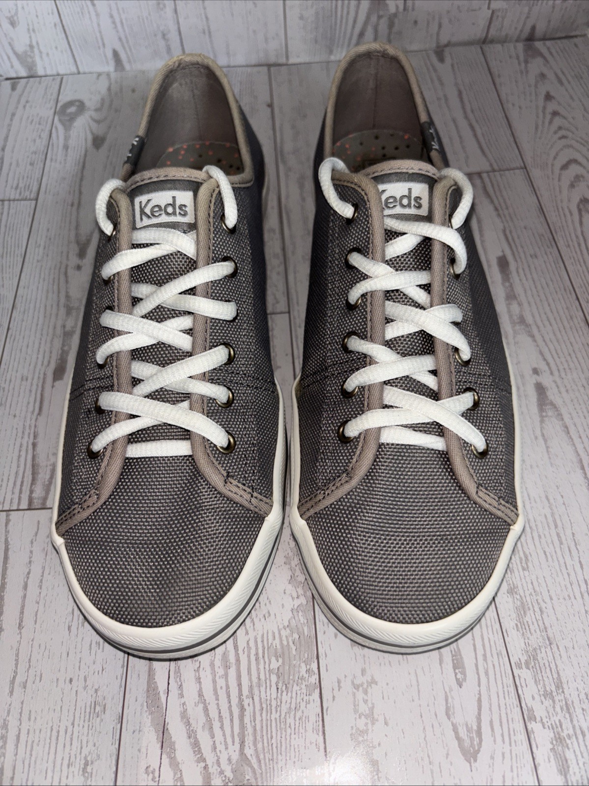 Keds Champion Gray Canvas Lace Up Sneakers Women’s 8 Dream Foam Memory Comfort