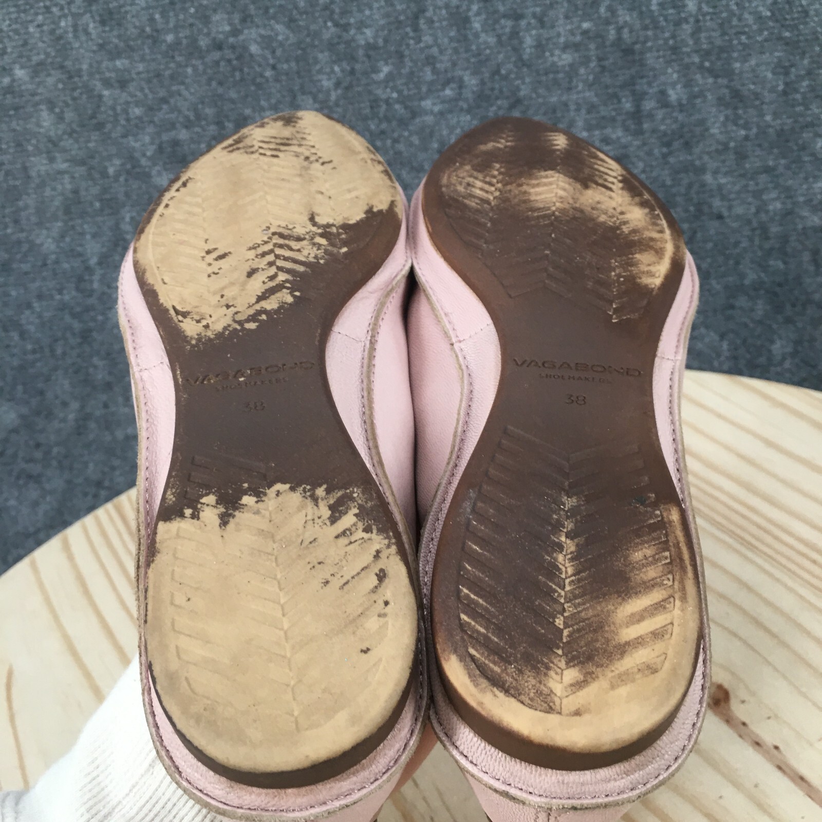 Vagabond Shoemakers Shoes Womens 38 Almond Toe Flats Casual Pink Leather Slip On