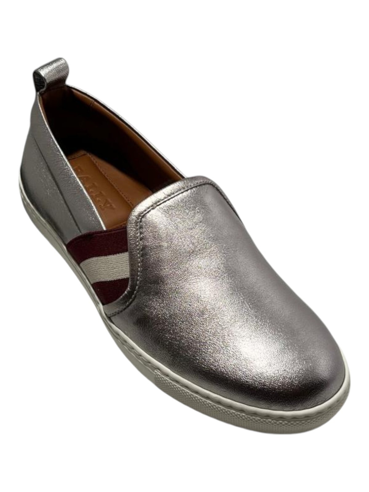 Bally Henrika 6212747 Silver Lamb Leather Slip-on Low-top Sneakers MSRP$450