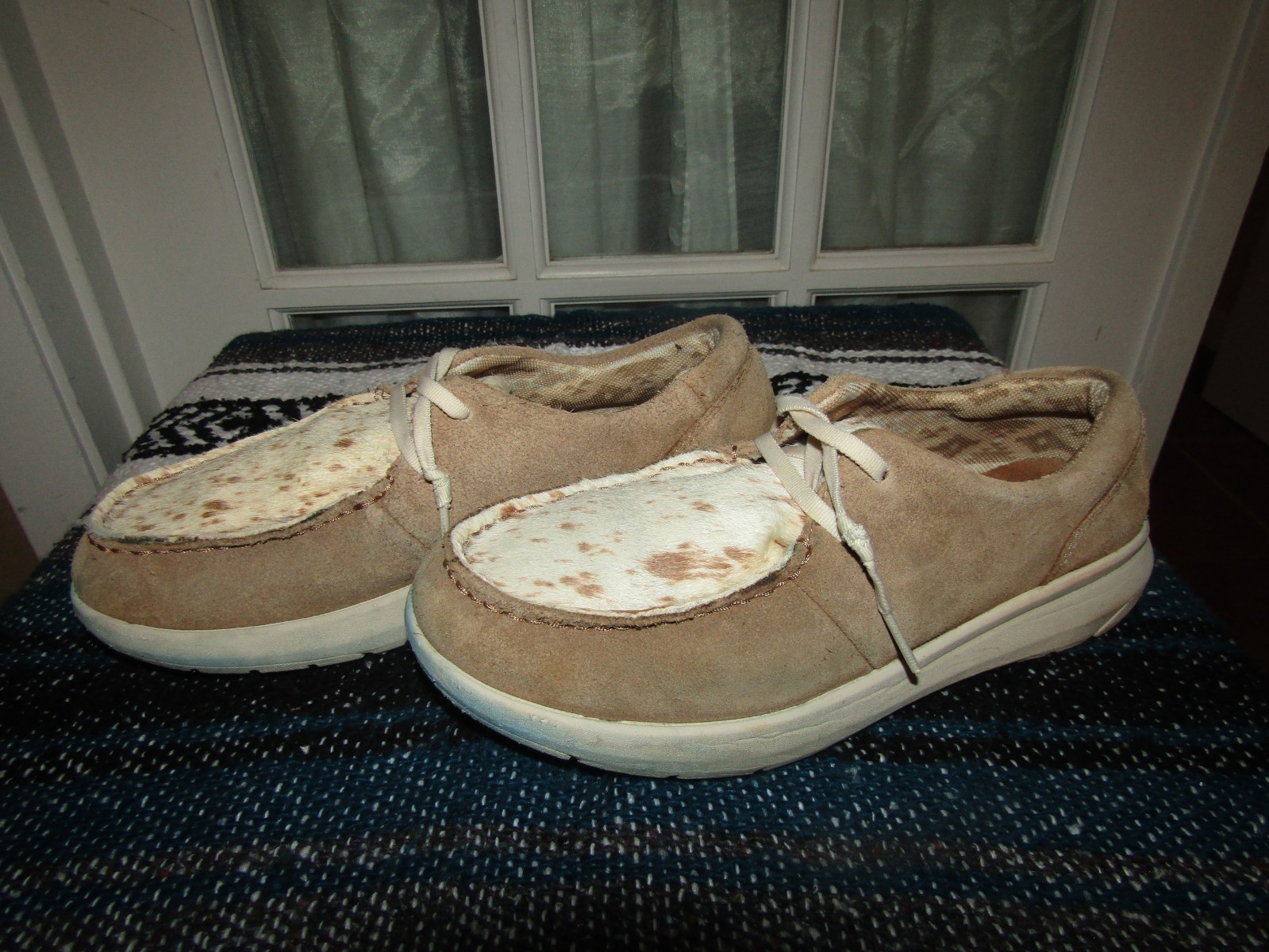 Ariat Hilo Shoes Suede Leather Spotted Hair Cowhide Moccasin Slip On Womens 7 B