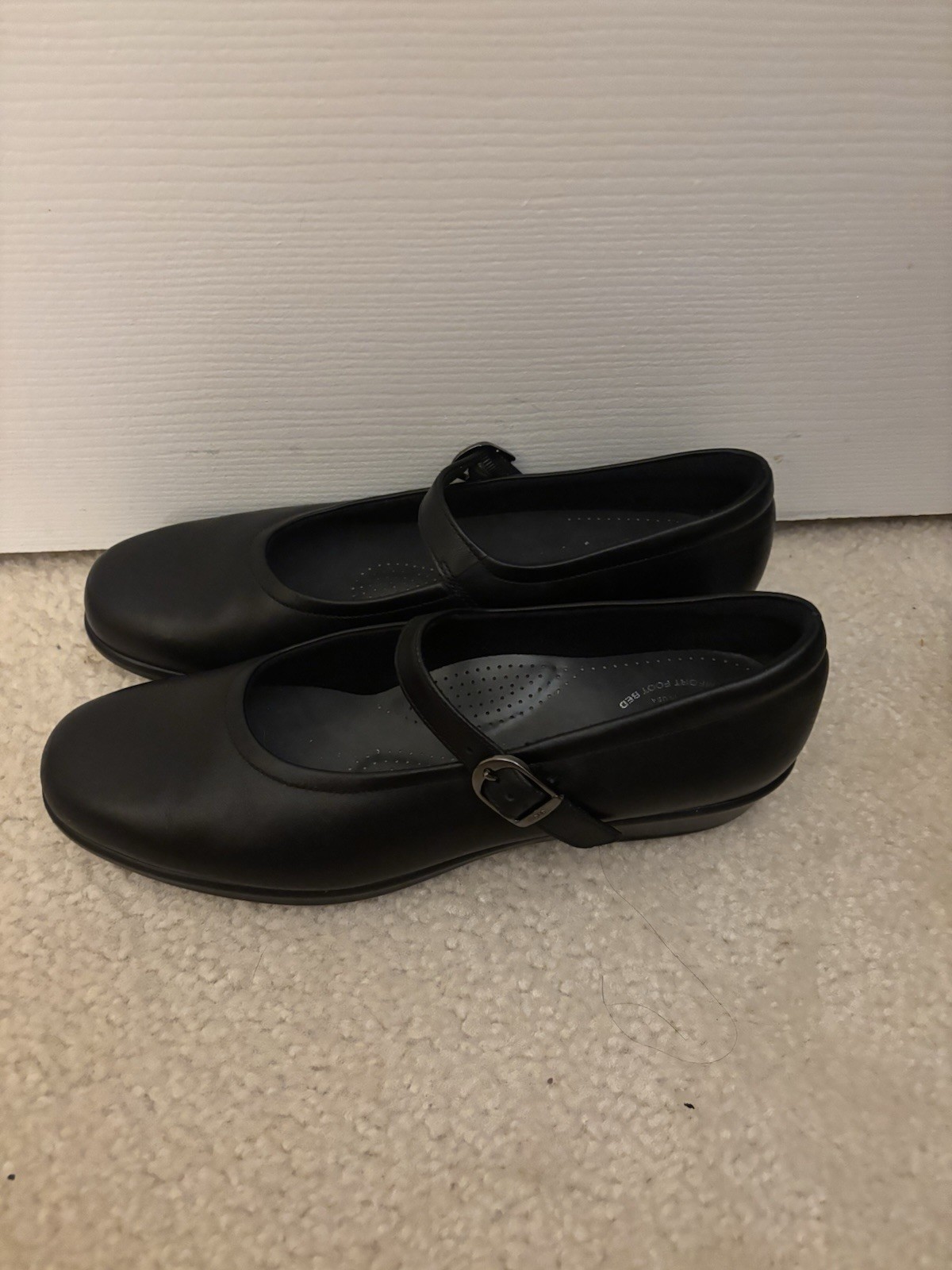 SAS Mary Jane Shoes Womens 9 S Buckle Comfort Hook & Loop Leather Black
