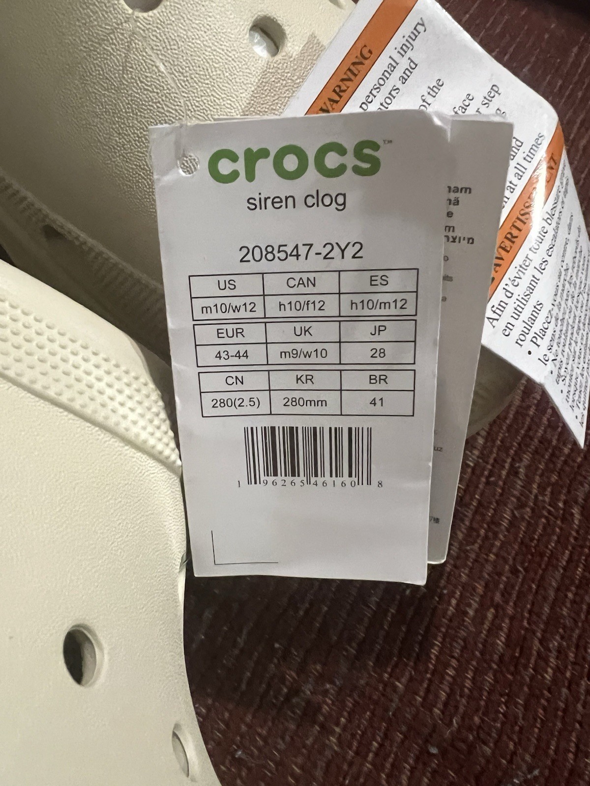 Crocs NWT Unisex Cream Siren Chunky Platform Clogs Slip On Shoes Size W12 M10