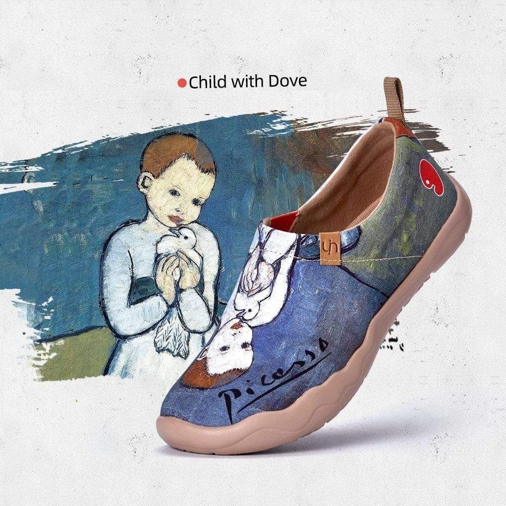 Women Size 5-11 UIN Slip On Shoes Canvas Comfortable Loafers “Child with Dove”