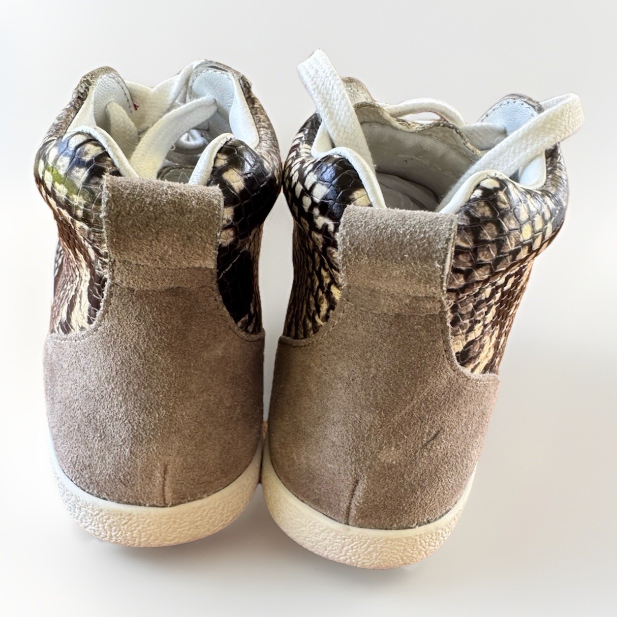 Paige Sneakers Snake Animal Print Leather High Top Sz 6 Gray Annie Fashion
