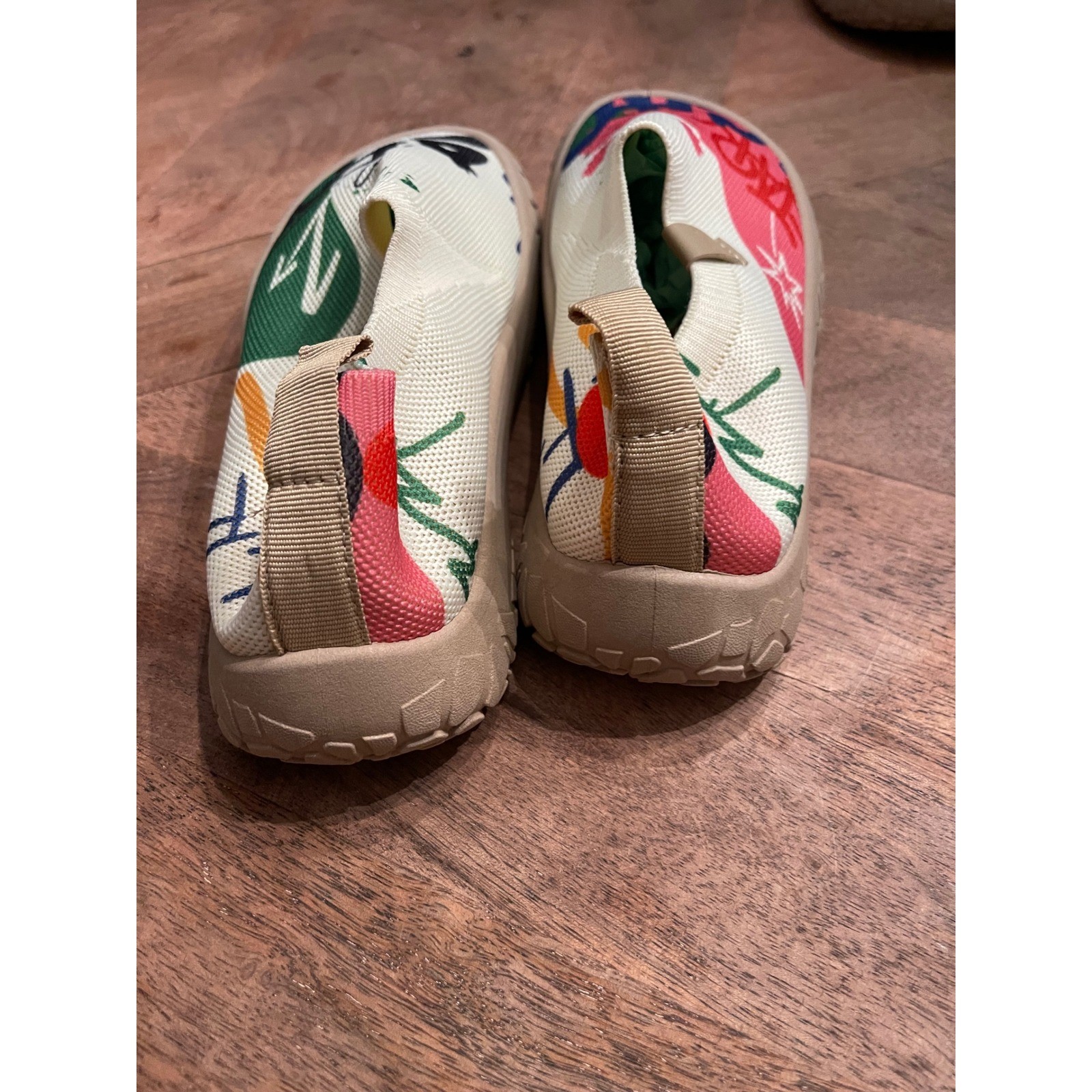 Hola Camel Graffiti Print Knit Slip On Barefoot Sneakers Multi Color Size 36 NEW