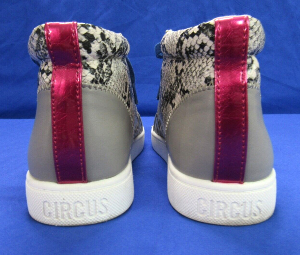 CIRCUS Sam Edelman DESZI Gray SNAKE PRINT Lace-Up MID-TOP Fashion Sneakers Sz 8M