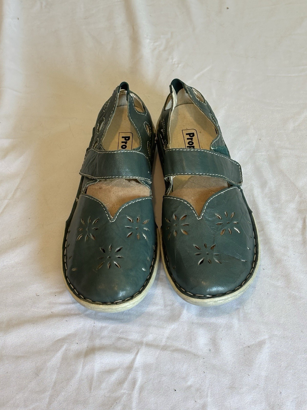 Propét Womens 7.5 Mary Jane Chickadee Green Ortholite Leather Suede Hook & Loop