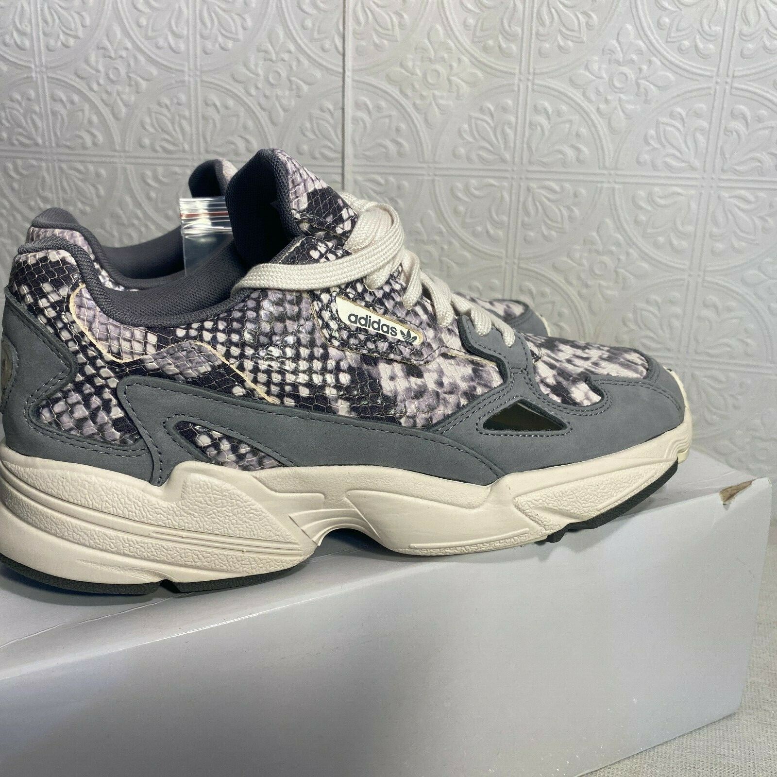 Adidas Womens Falcon W EH0192 Gray Graphic Print Lace Up Running Shoes Size 11