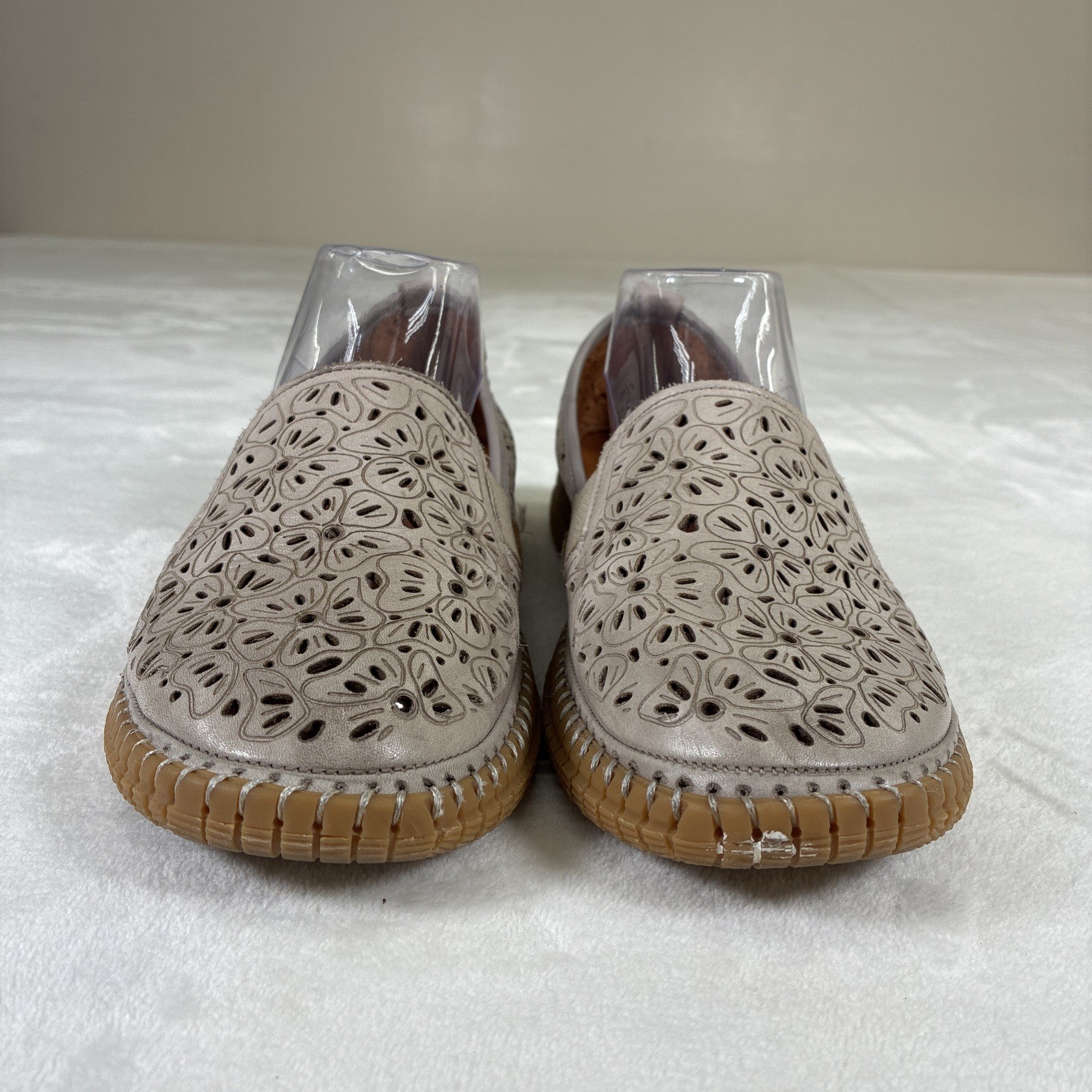 Spring Step Jookin Womens Slip On Shoes Grey Laser Cut Leather 41/ US 9.5-10
