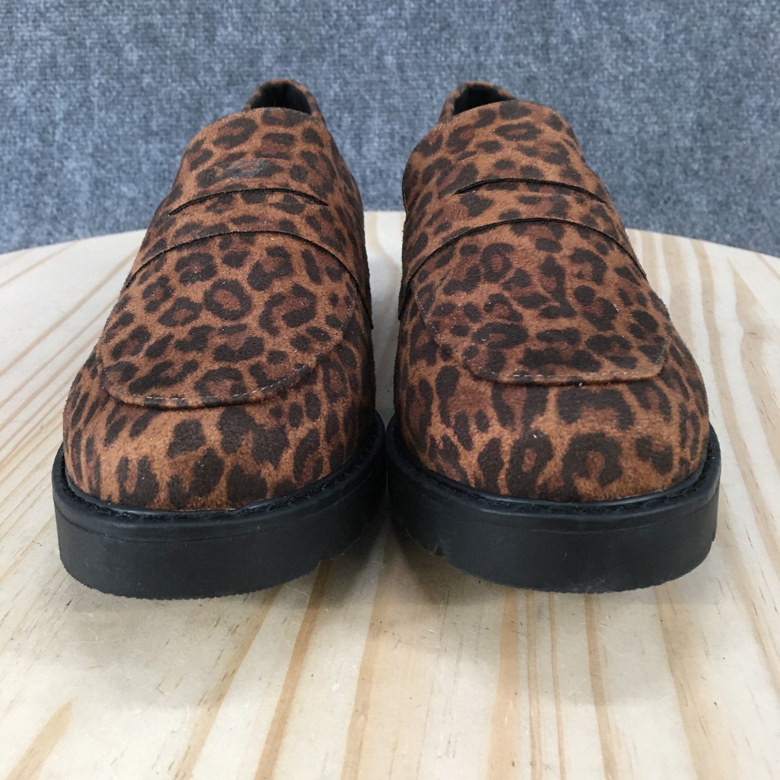 Just Fab Shoes Womens 8 E Brown Danica Penny Loafers Casual Leopard Slip On