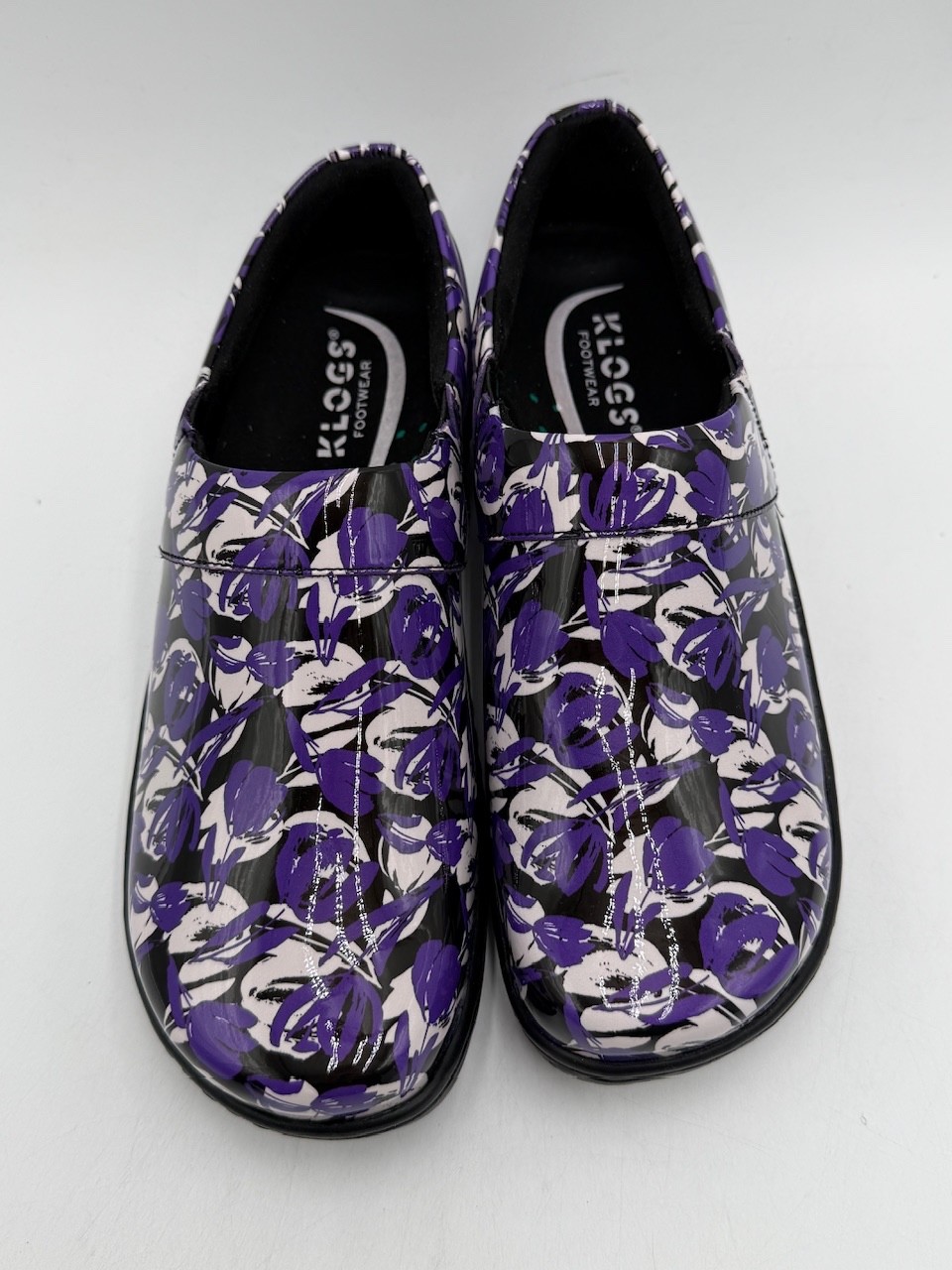 Klogs MISSION BRUSH STROKES PATENT Women’s NEW Comfort Shoe Purple Multiple Size