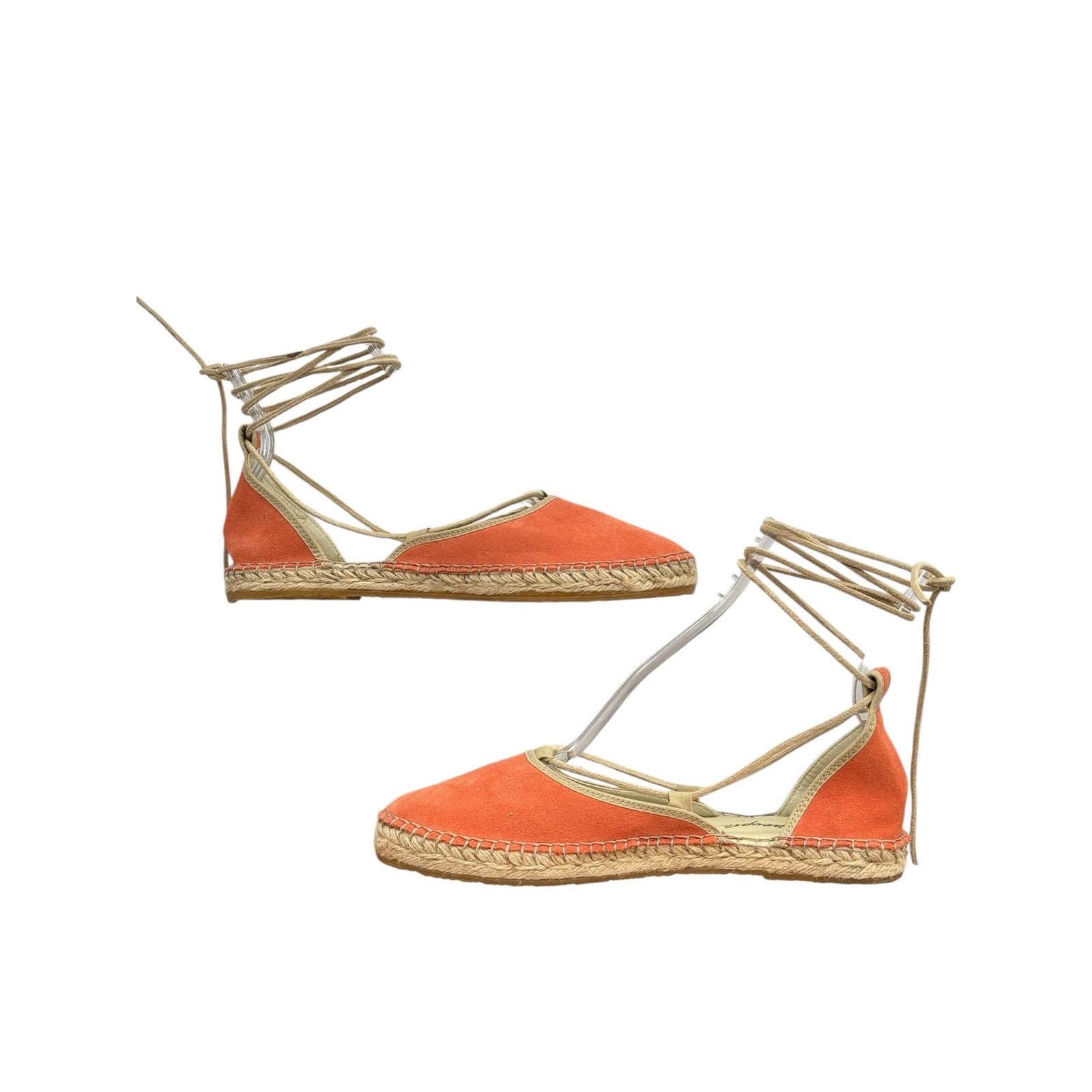 Free People Marina Espadrille Womens SZ 39 Coral Ankle Lace Up Boho Whimsy Suede