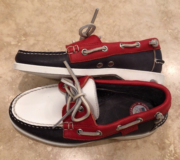 RALPH LAUREN United States Olympic Team Nautical Deck Shoes Made In USA 5B RARE!
