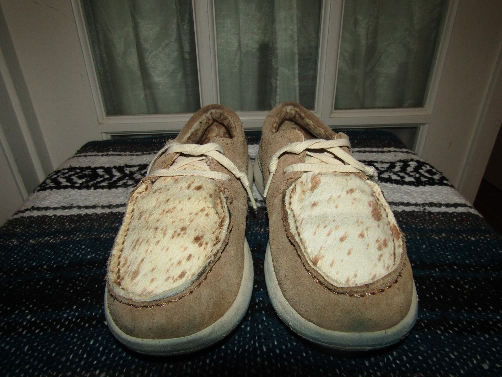 Ariat Hilo Shoes Suede Leather Spotted Hair Cowhide Moccasin Slip On Womens 7 B
