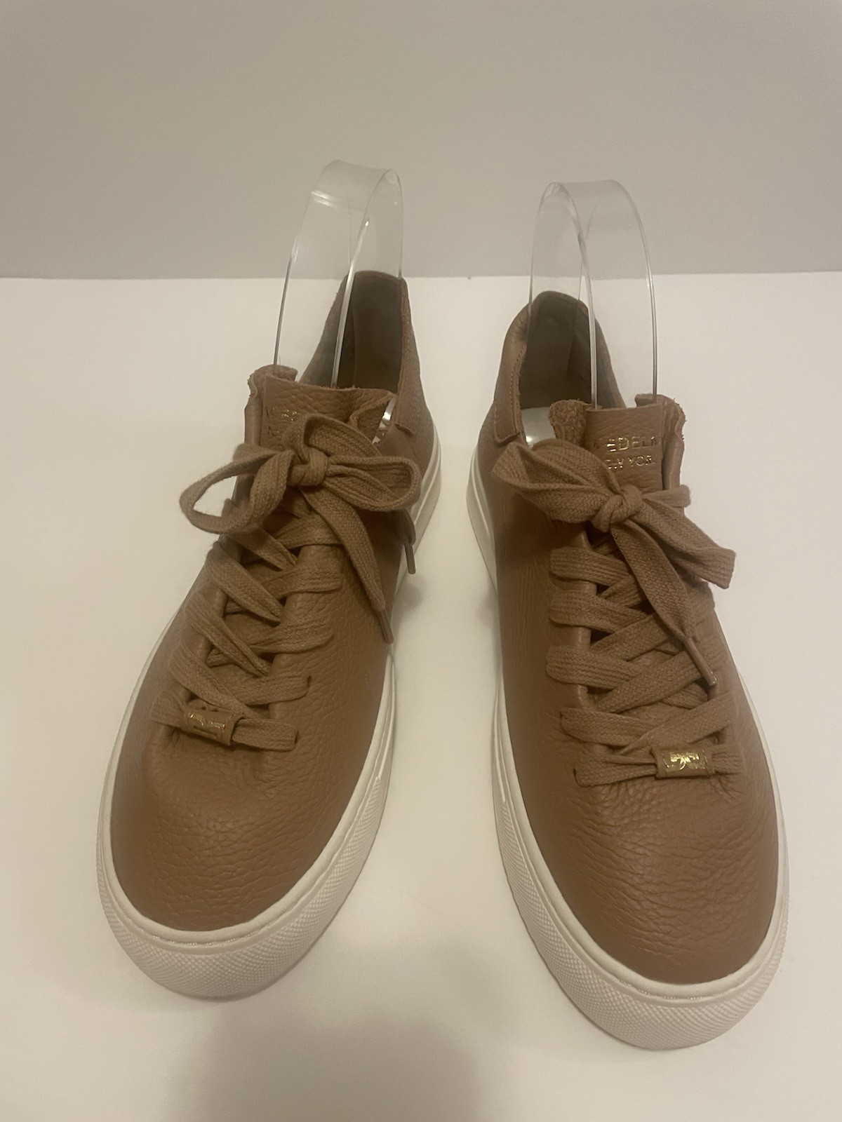 SAM EDELMAN Poppy Lace Up Sneaker Leather Camel Brown Sz 7 $100