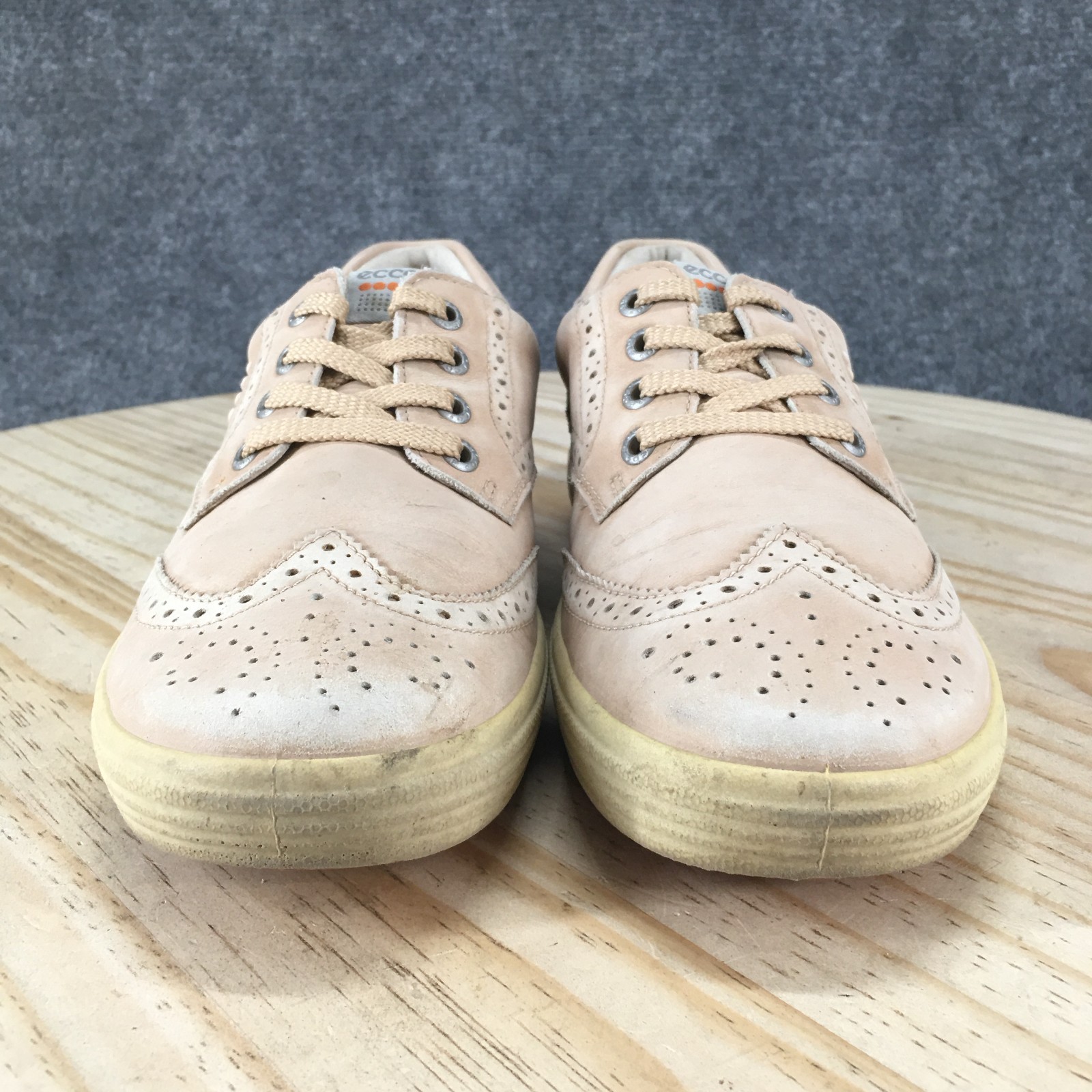 ECCO Shoes Womens 39 Hybrid Golf Sneakers Wingtip Pink Leather Round Toe Low Top