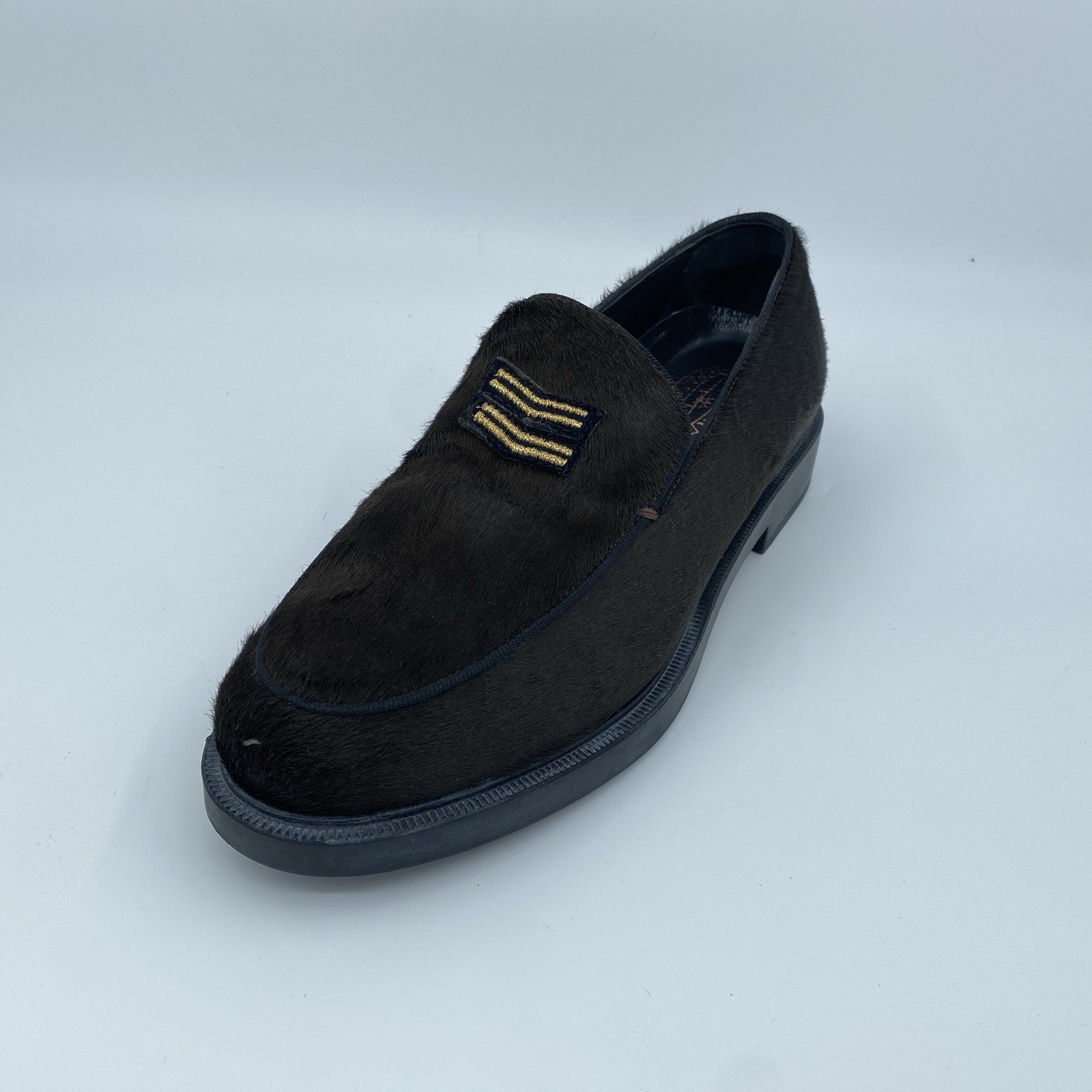 Triver Flight Pony Hair Loafers Shoes Womens 7 EU 37 Brown Italy Slip On