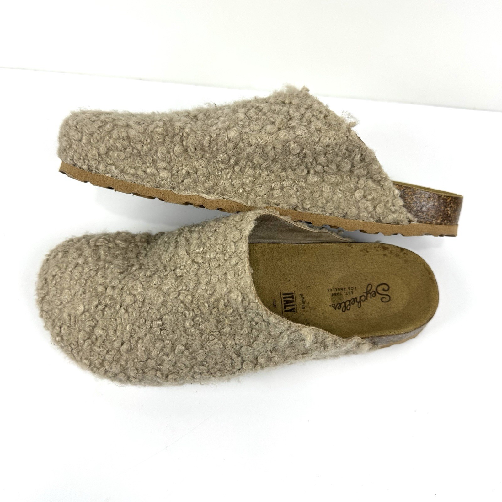 NEW Seychelles New Routine Mules Clogs Taupe Synthetic Shearling Fur Women’s 10