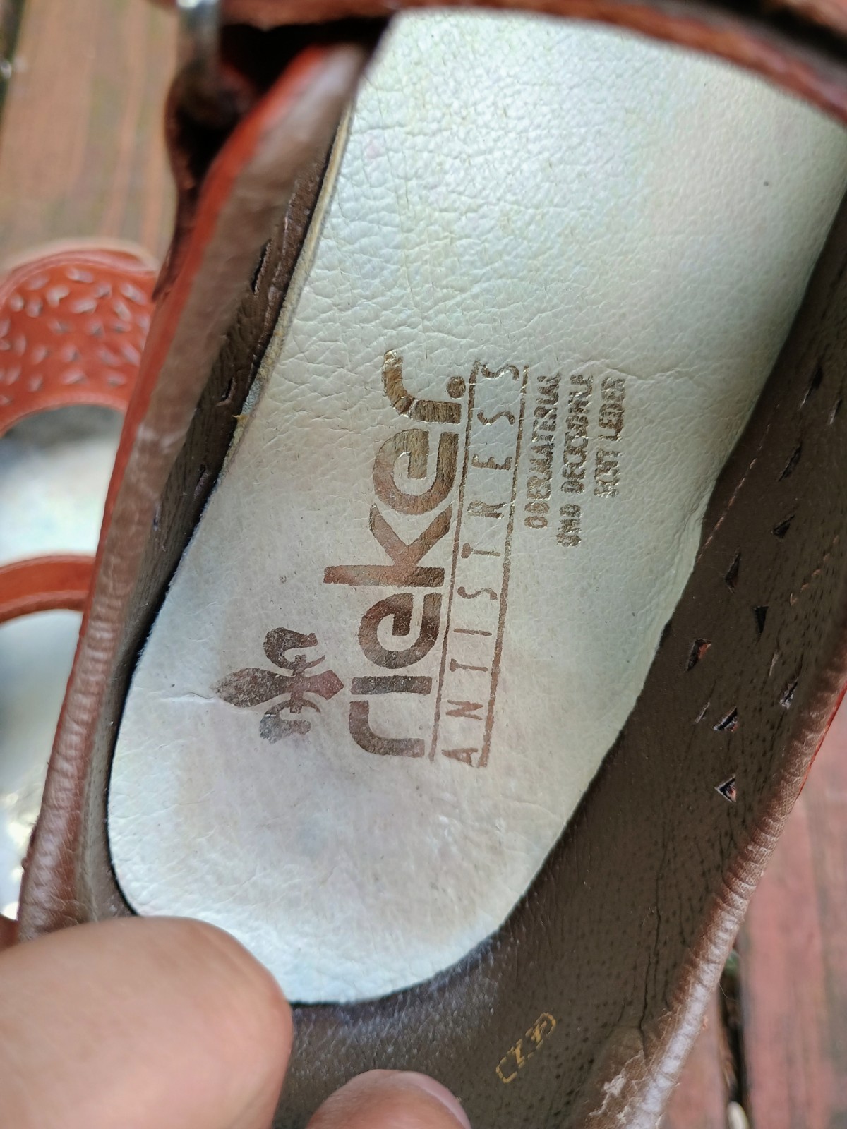 Rieker Shoes Sz 41 Anti-Stress Mary Jane Laser Cut Brown Comfort Shoe