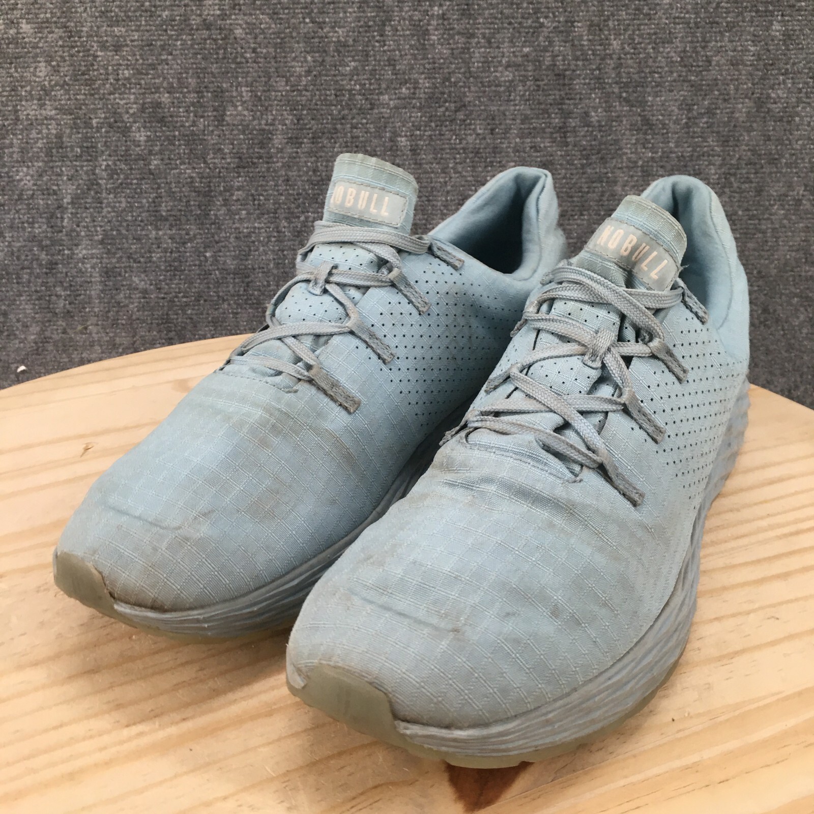 No Bull Shoes Mens 13 Womens 14.5 Ripstop Running Sneakers Blue Low Top Lace Up