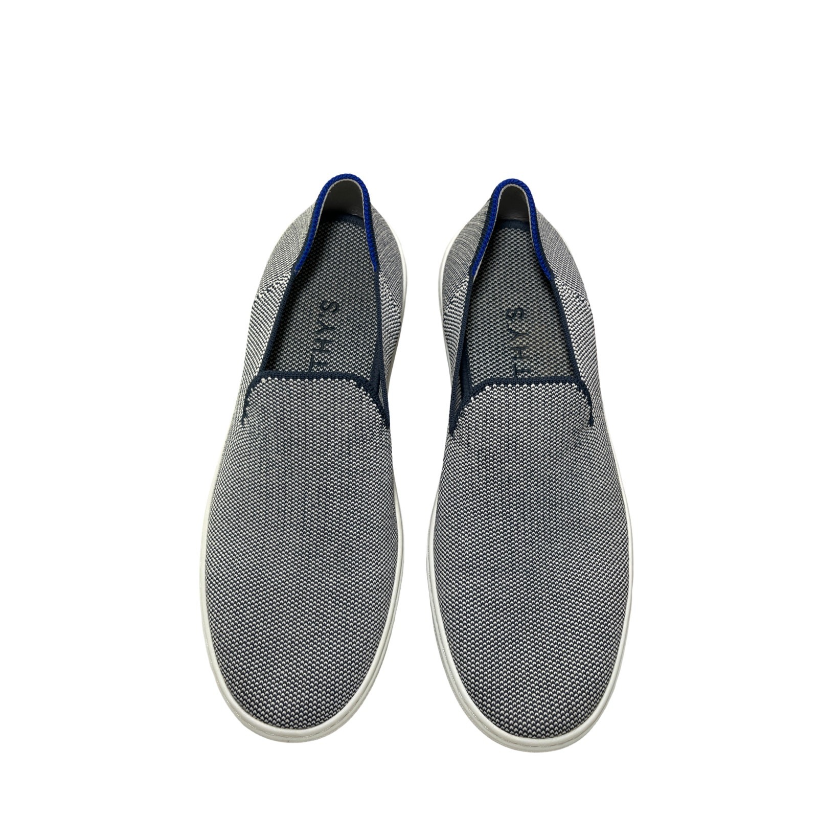 Rothy’s City Slip On Knit Sneakers Navy White Knit Washable Sustainable Size 8