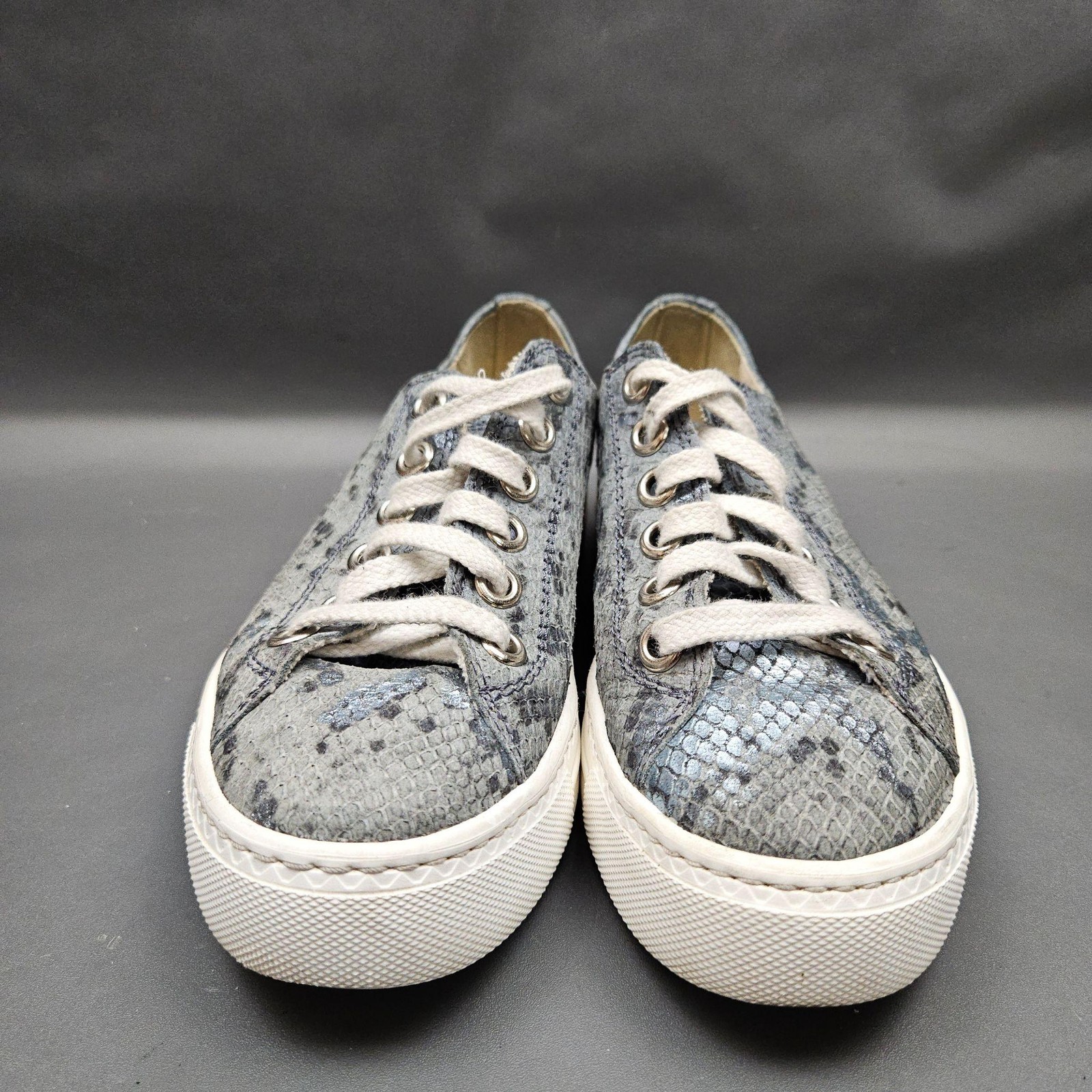 Paul Green Hadley Shoes Womens 5.5 Blue Leather Snake Print Comfort Sneakers