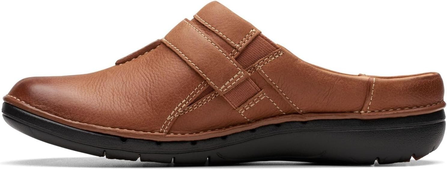 Clarks Womens Un Loop Ease Clog Dark Tan Leather 26174969