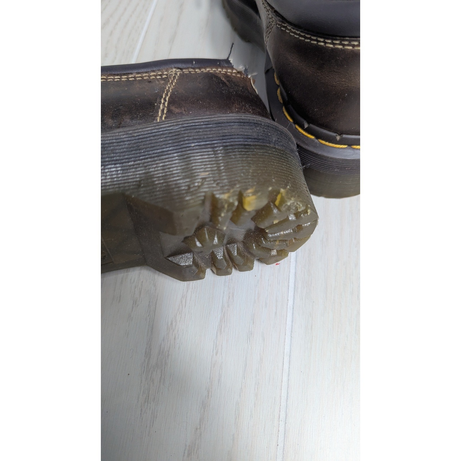 Pair w/ EATEN LEFT SHOE Dr. Martens Quad Arc Women 9 Brown Crazy Horse Platform
