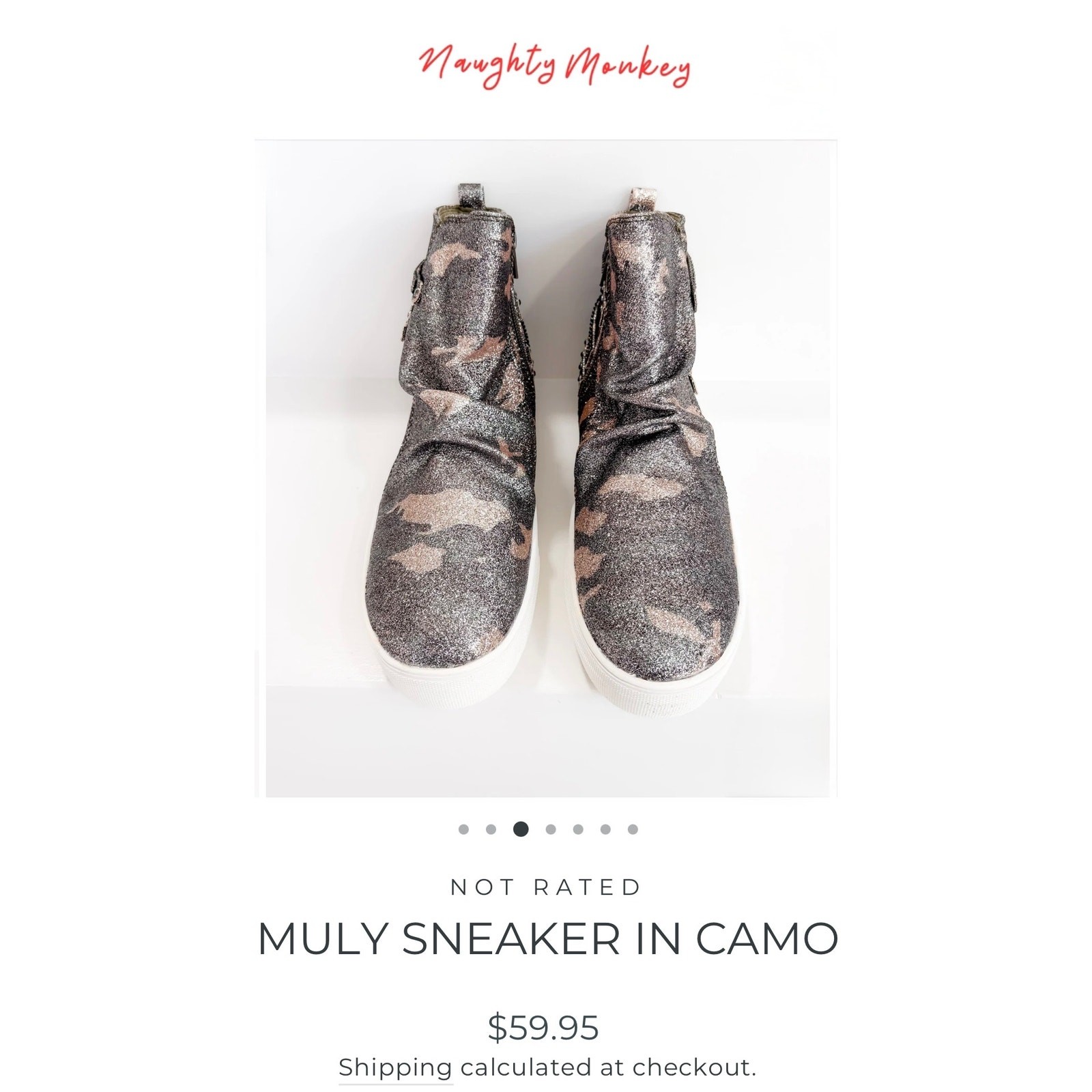 NOT RATED MULY SNEAKER IN CAMO Size 8