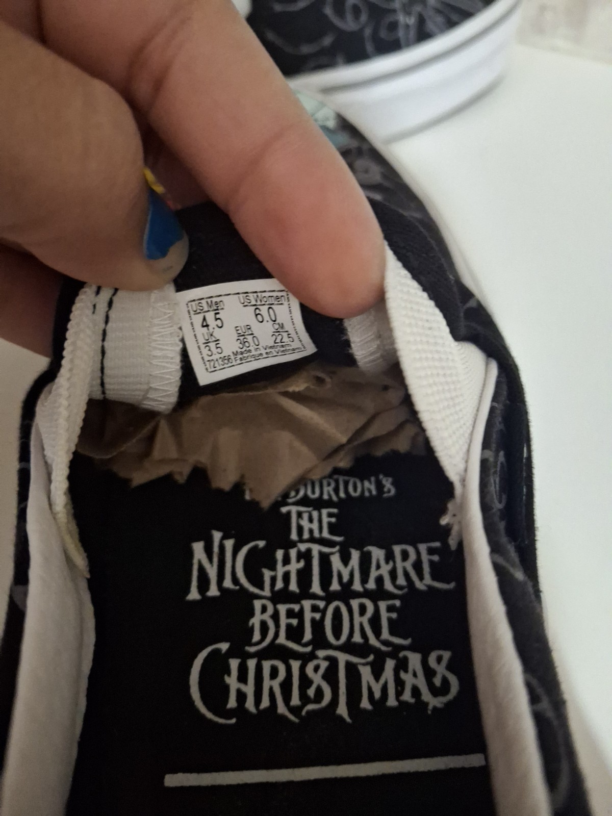 Vans Disney Nightmare Before Christmas Womens Size 6 Slip-on Shoes Jack & Sally