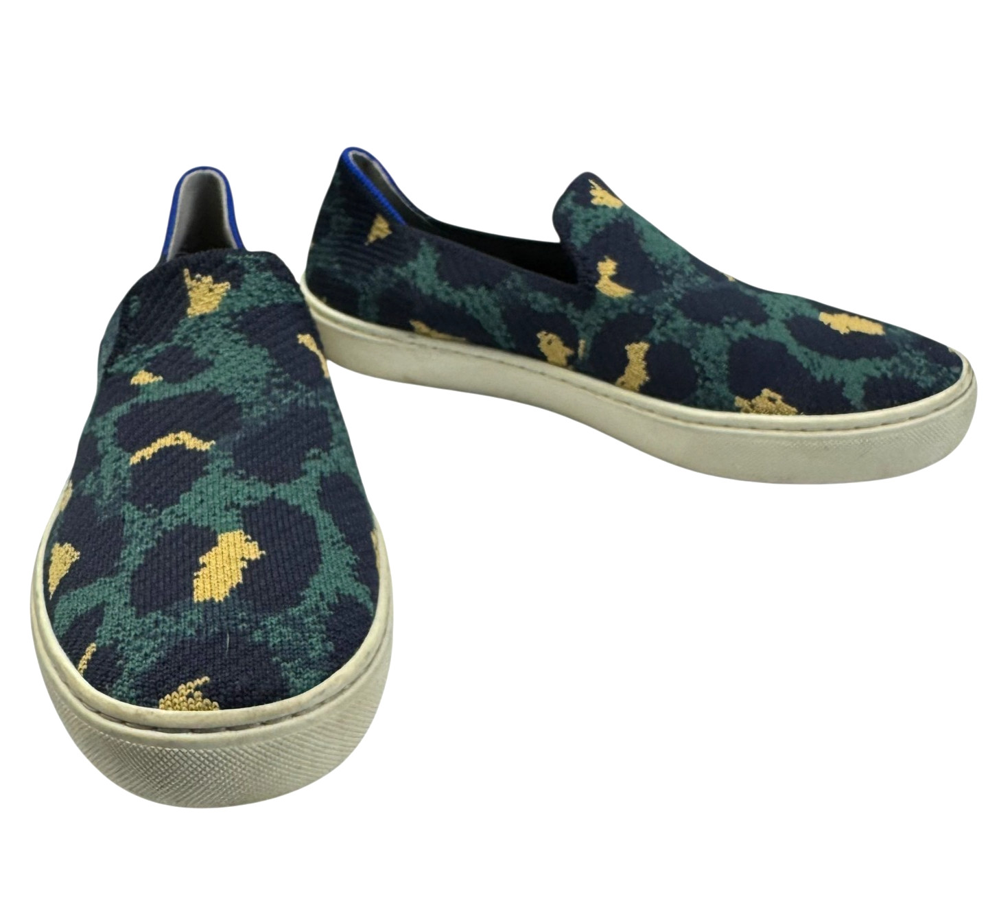 Rothy’s Animal Print Slip-On Sneakers Blue Spotted Women’s Size 7.5 US 38 EU