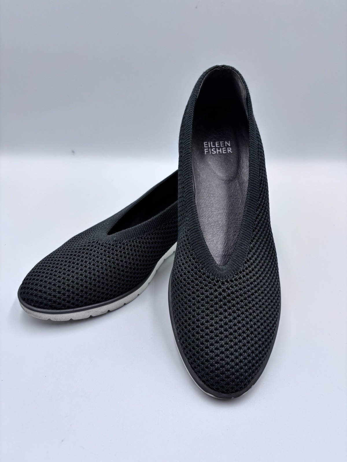 Eileen Fisher Heaven Ballet Flats Women’s 6.5 Green Stretch Knit Comfort Shoe