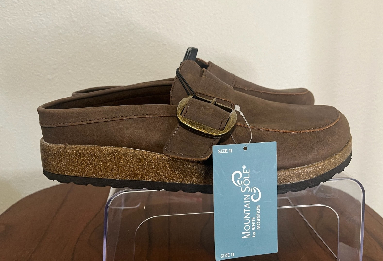 Womens Mule Clog Slip-On Cushioned Shoe with Adjustable Buckle Brown Size 11 NWT