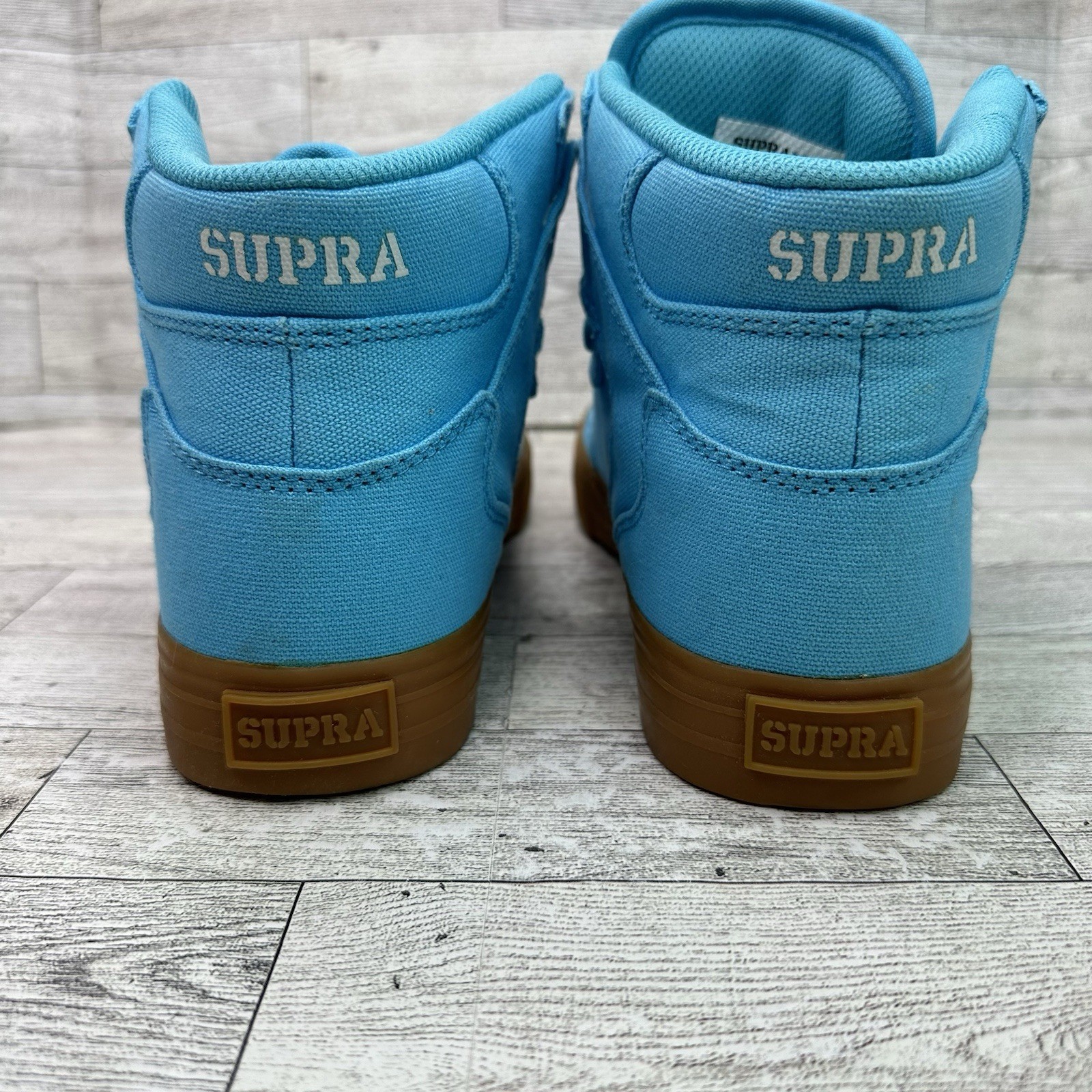 Supra Vaider Women’s 8.5 Shoes High Top Blue Canvas Skate Gum Soles
