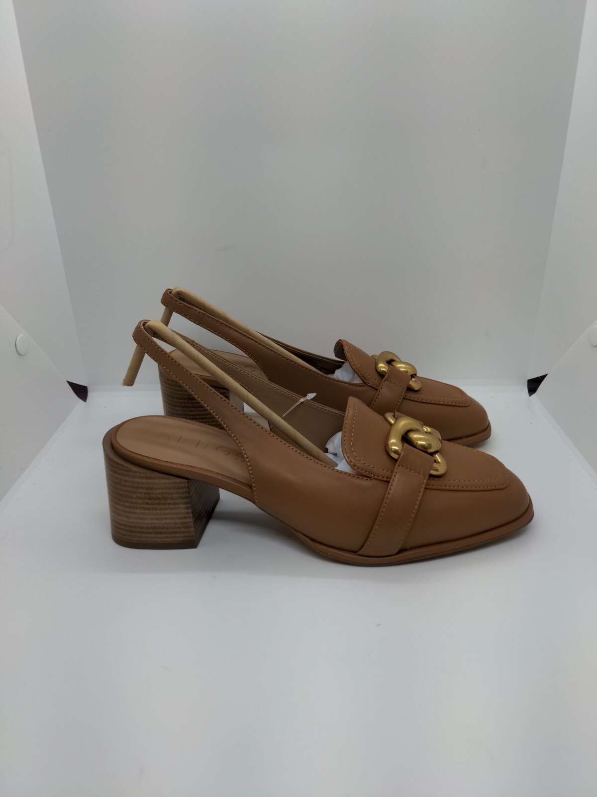New Aerosoles Comfortable Women’s Ornamented Block Heel Slingback Allure Tan…