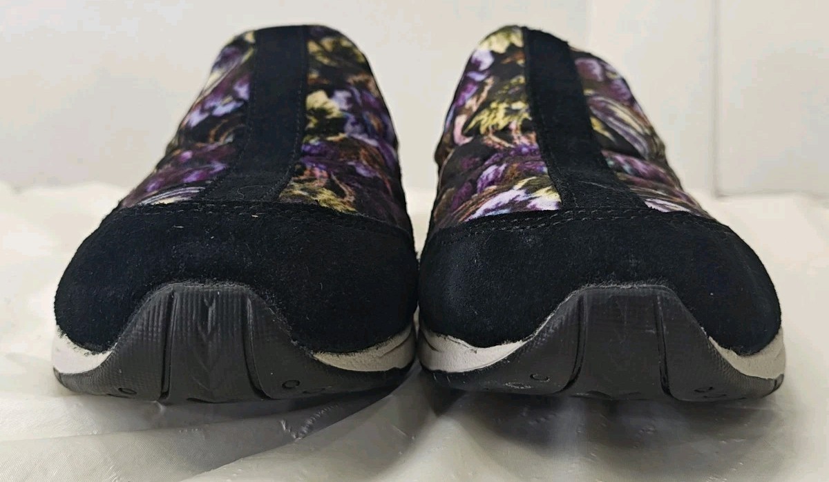 Easy Spirit Traveltime 622 Black Purple Floral Clog Mule Sneakers Womens Size 8M