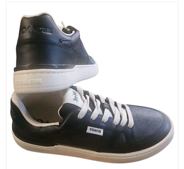 COACH Women’s Clip Court Low Top Sneaker Signature Coated Canvas Black Size 8.5B
