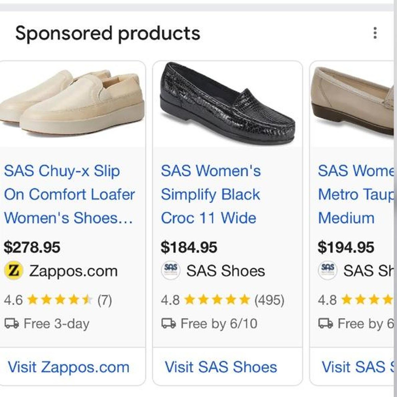 🚨 SAS Women’s Leather SAS Cream Moccasin Loafers Shoes. Size: 10 W 👞