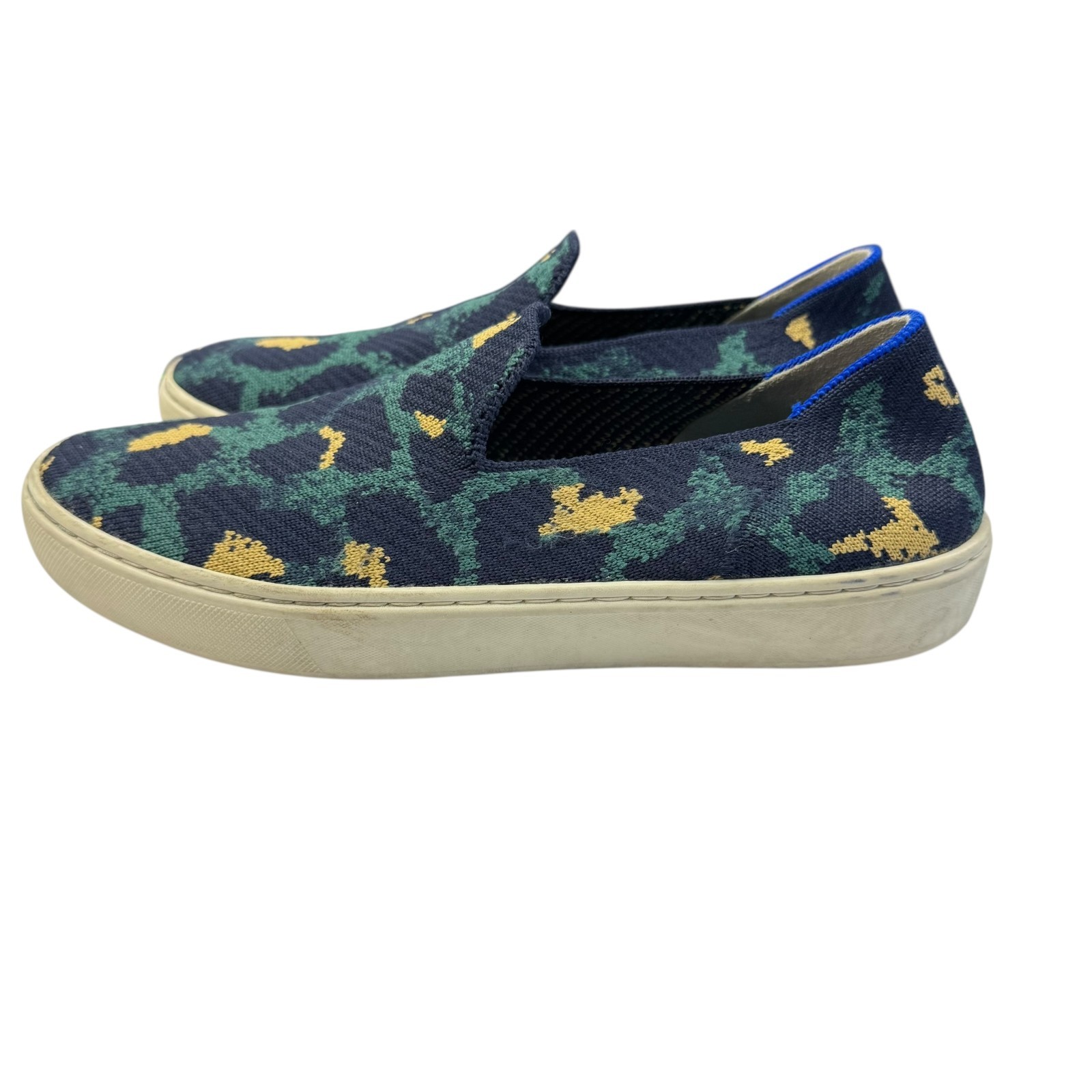 Rothy’s Animal Print Slip-On Sneakers Blue Spotted Women’s Size 7.5 US 38 EU