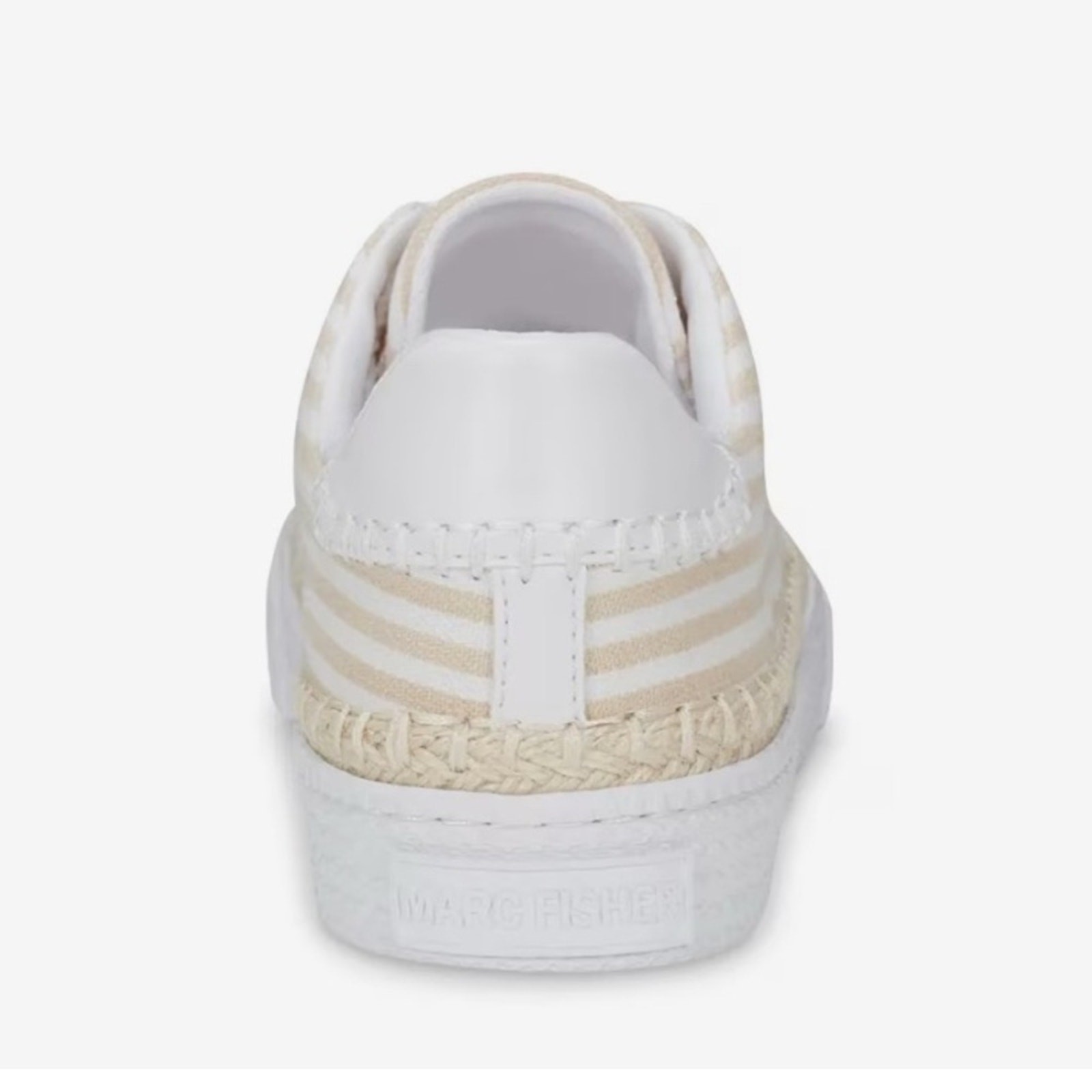 NEW MARC FISHER SPRYNG SNEAKER WHITE BEIGE STRIPES SO CUTE! Sz 7.5