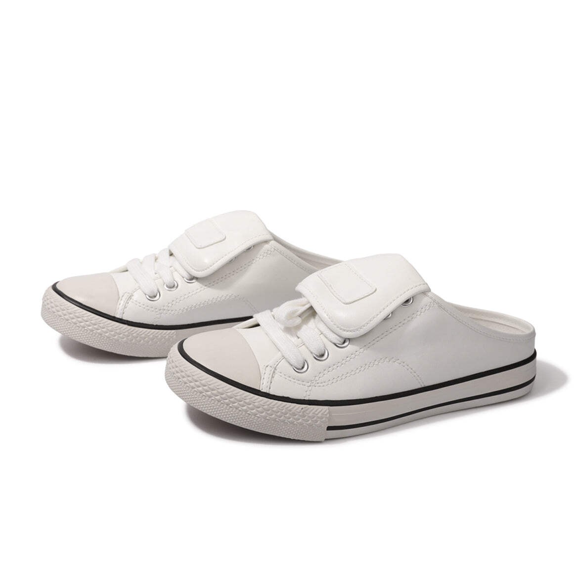 Women Mule Sneakers Slip On Backless Casual Loafers Non Slip Comfort Flat Shoes