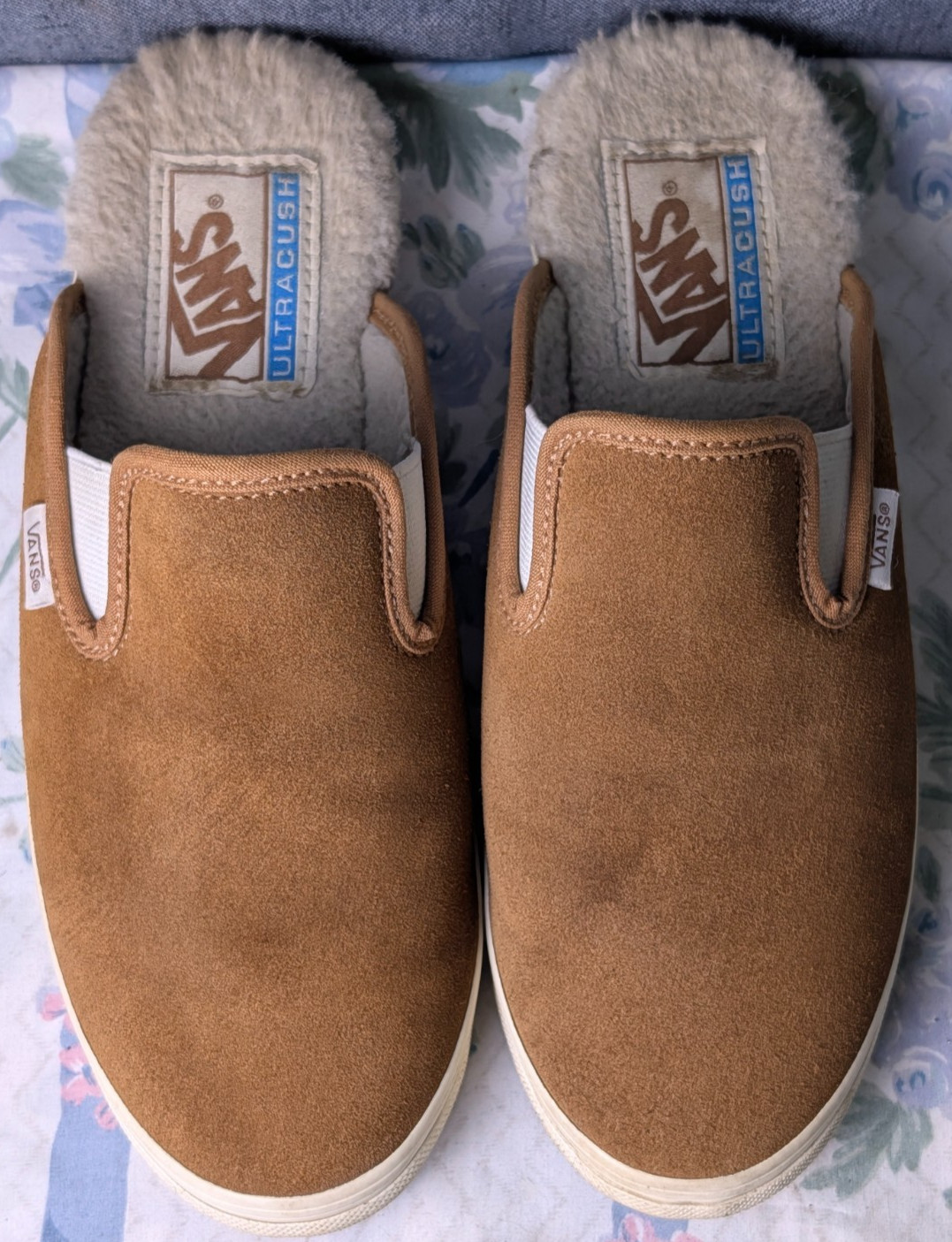 Vans UltraCush Brown Suede Leather Slip-On Mule Shoes Women’s 7 Skate Sneakers