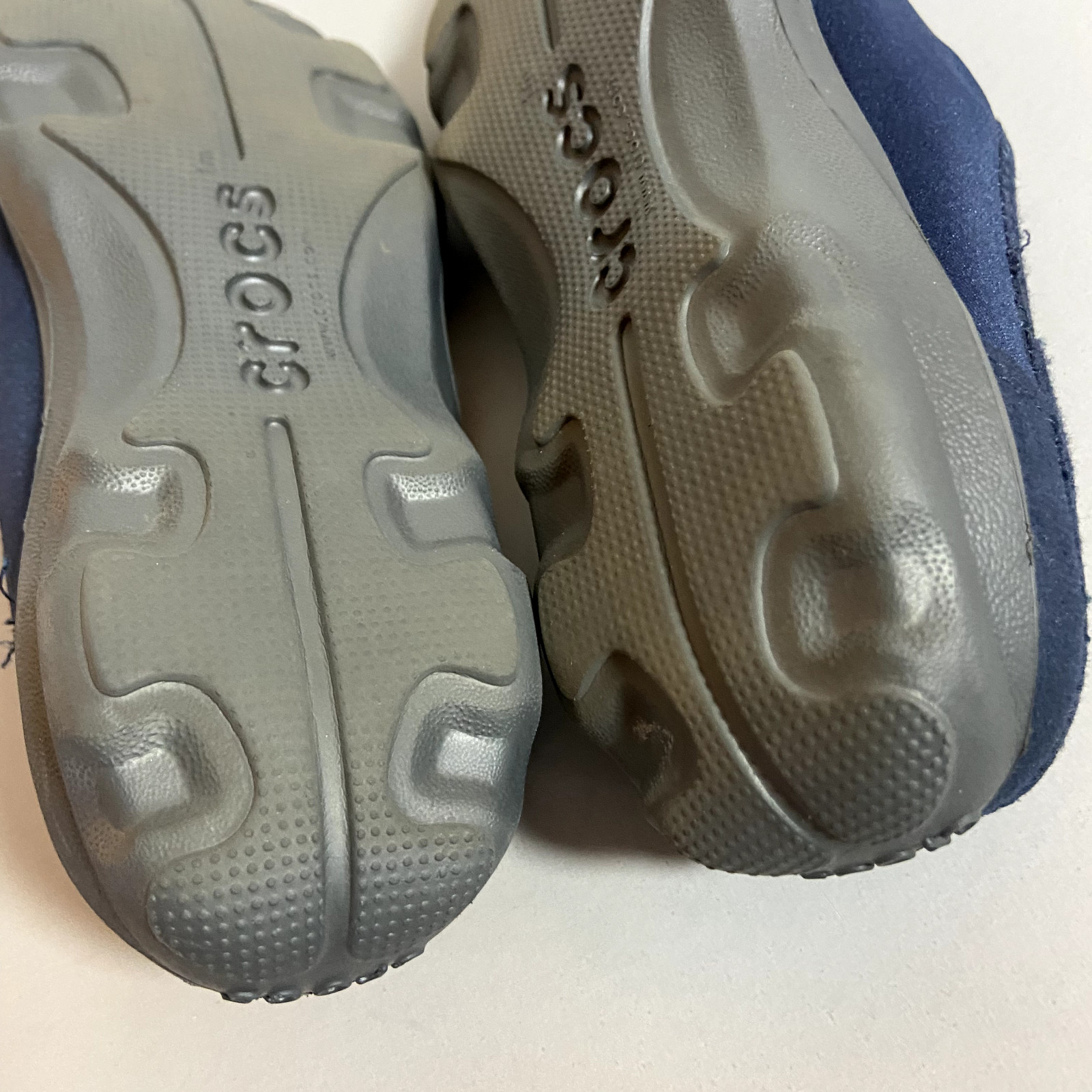 Crocs Womens Slip On Mules Cloth Sz 6 Blue Clogs Fabric Duet Busy Day No Backs