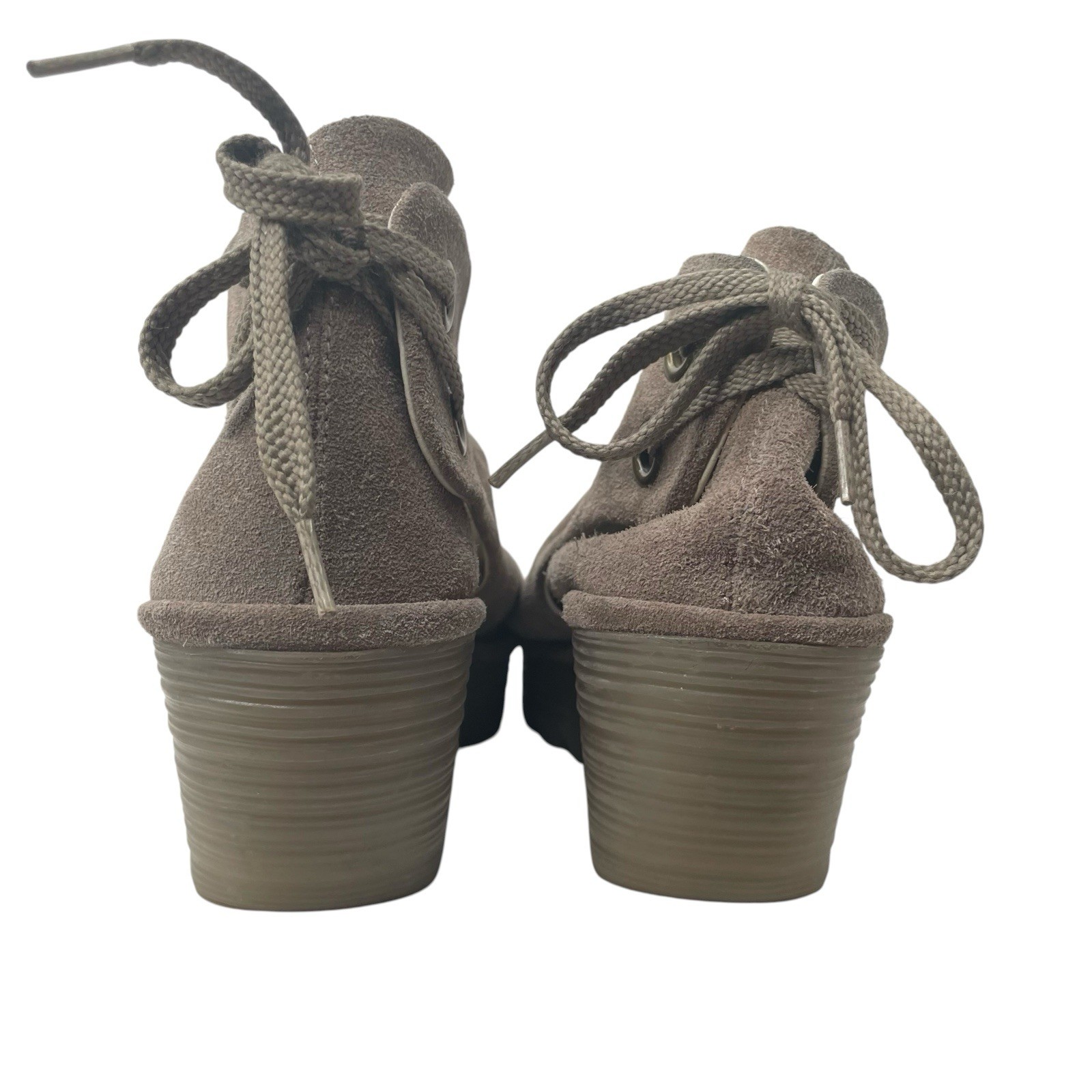 Fly London Yema Womens EUR 41 US 10 Ankle Bootie Wedge Heel Laced Back Suede