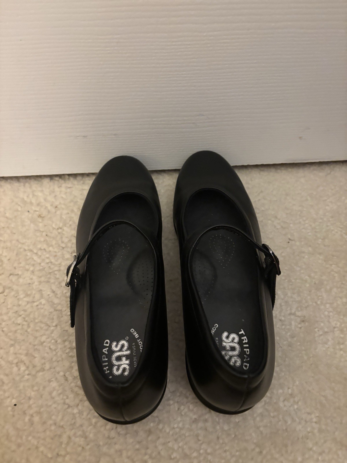 SAS Mary Jane Shoes Womens 9 S Buckle Comfort Hook & Loop Leather Black