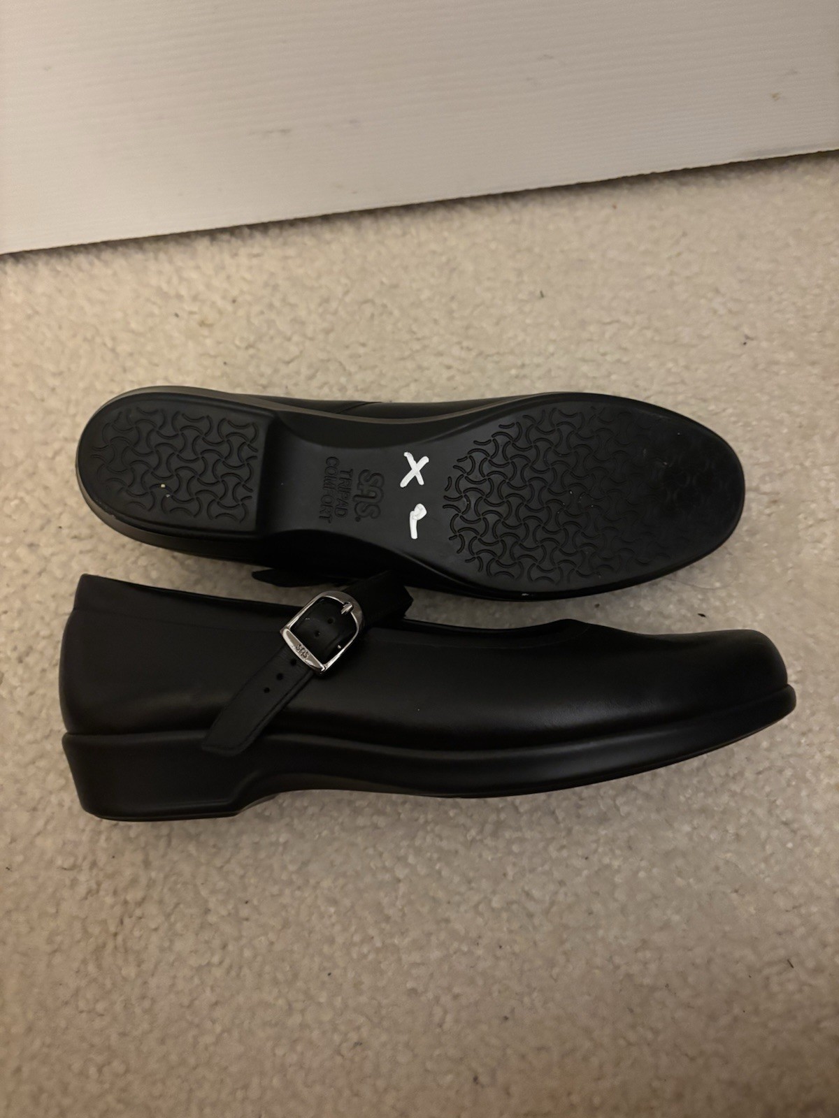 SAS Mary Jane Shoes Womens 9 S Buckle Comfort Hook & Loop Leather Black