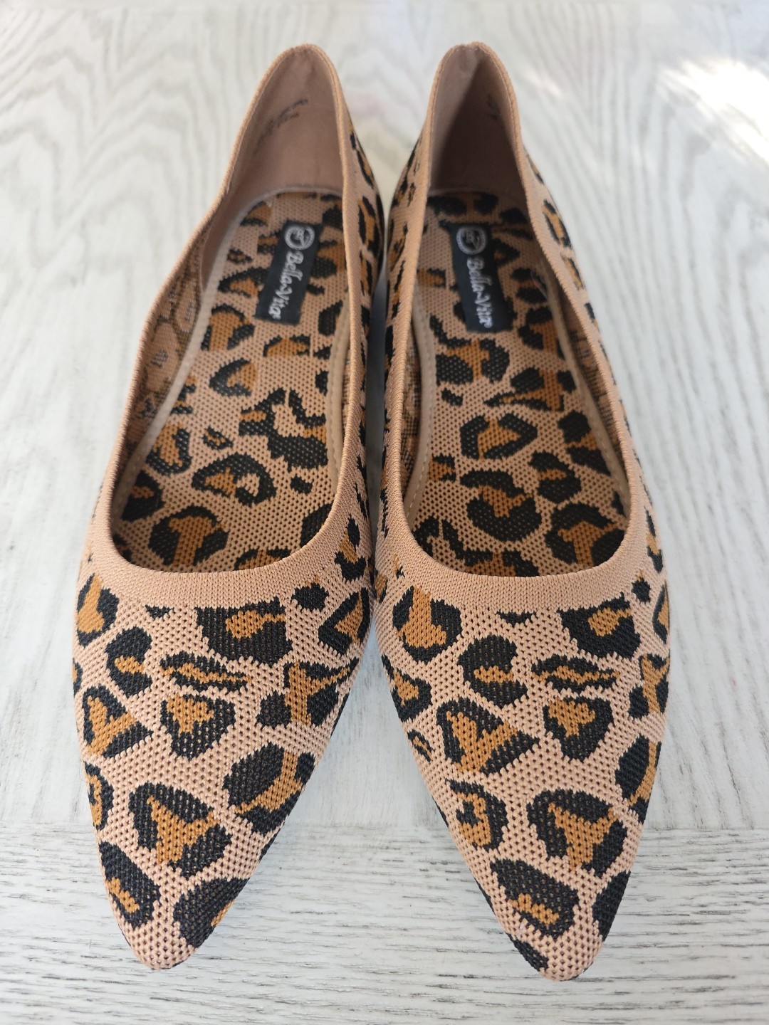 BELLA VITA Mireya Pointed-toe Flat Leopard Print Stretch Rothy’s Dupe Size 12N