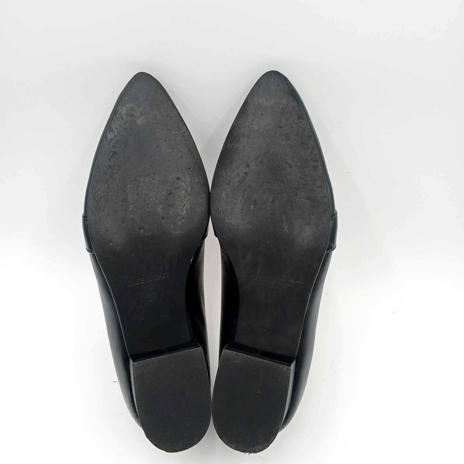 Avellini Womens Shoes Size 37 Black Leather Pointed Toe Snake Loafers Made Italy