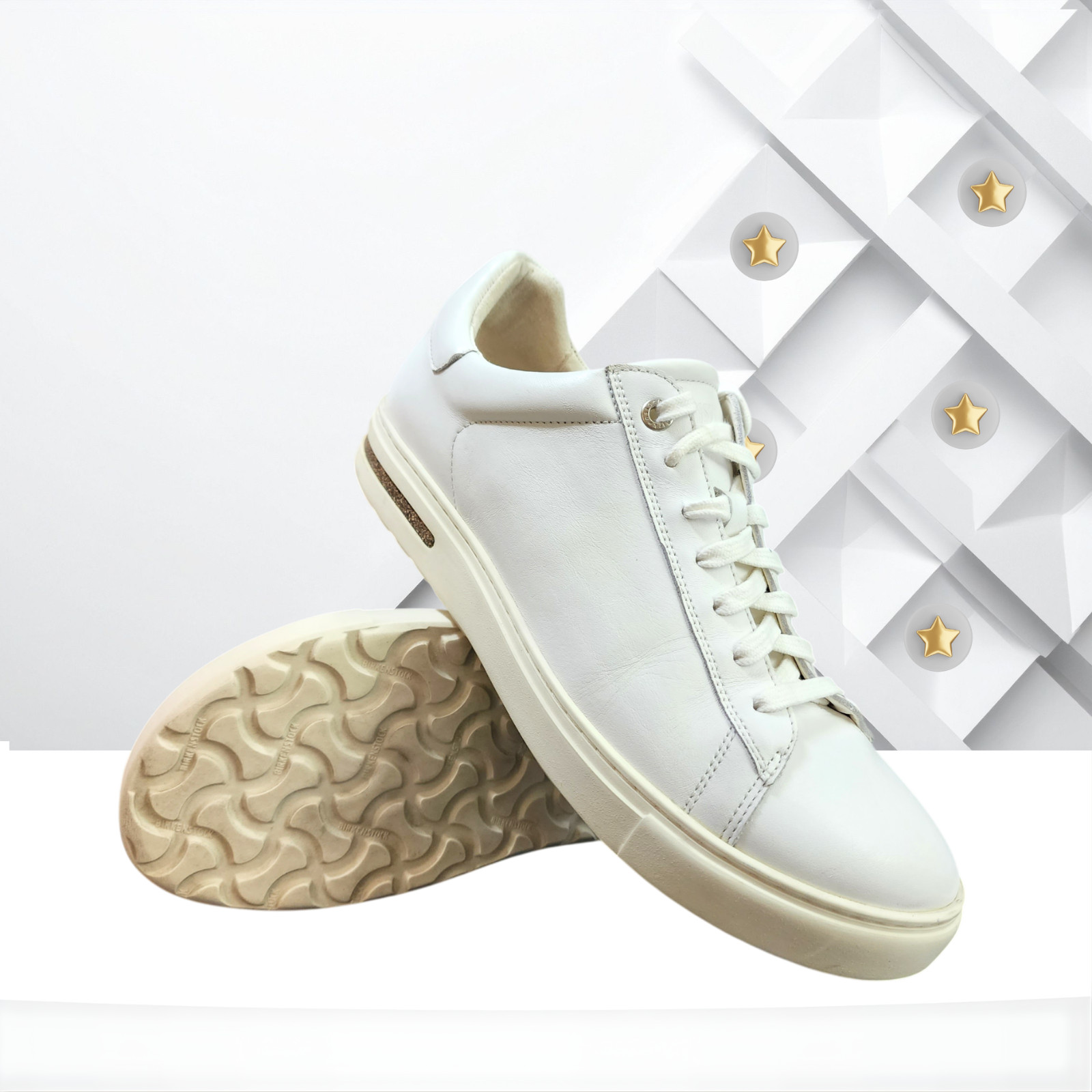 Birkenstock Bend Low White Leather Lace Up Casual Sneaker EU40 US W9-9.5 M7-7.5