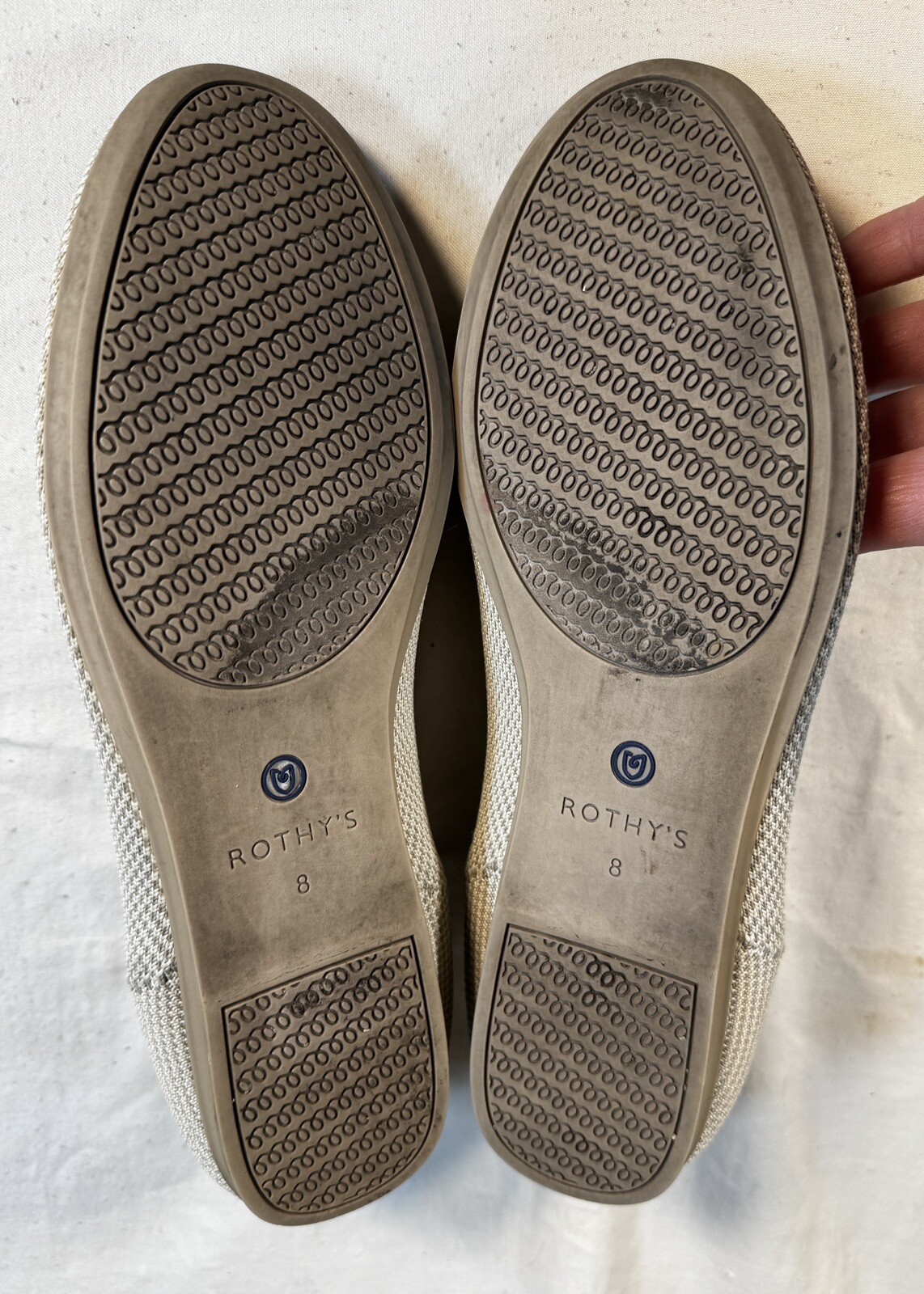 Rothy’s The Loafer 8 Ecru Beige Knit Sustainable Flat Shoe